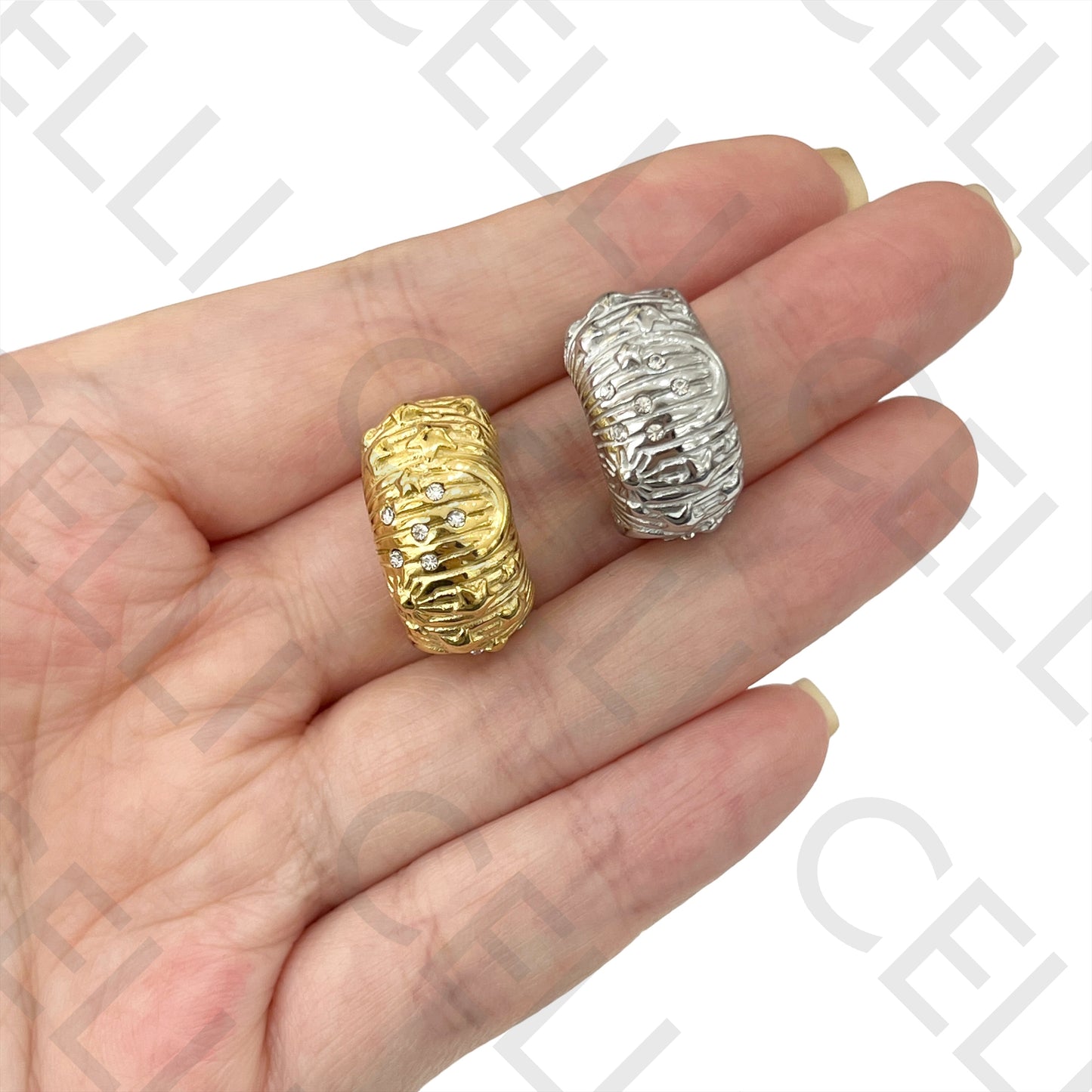 Steel Earring - sun, moon, and stars with brilliants