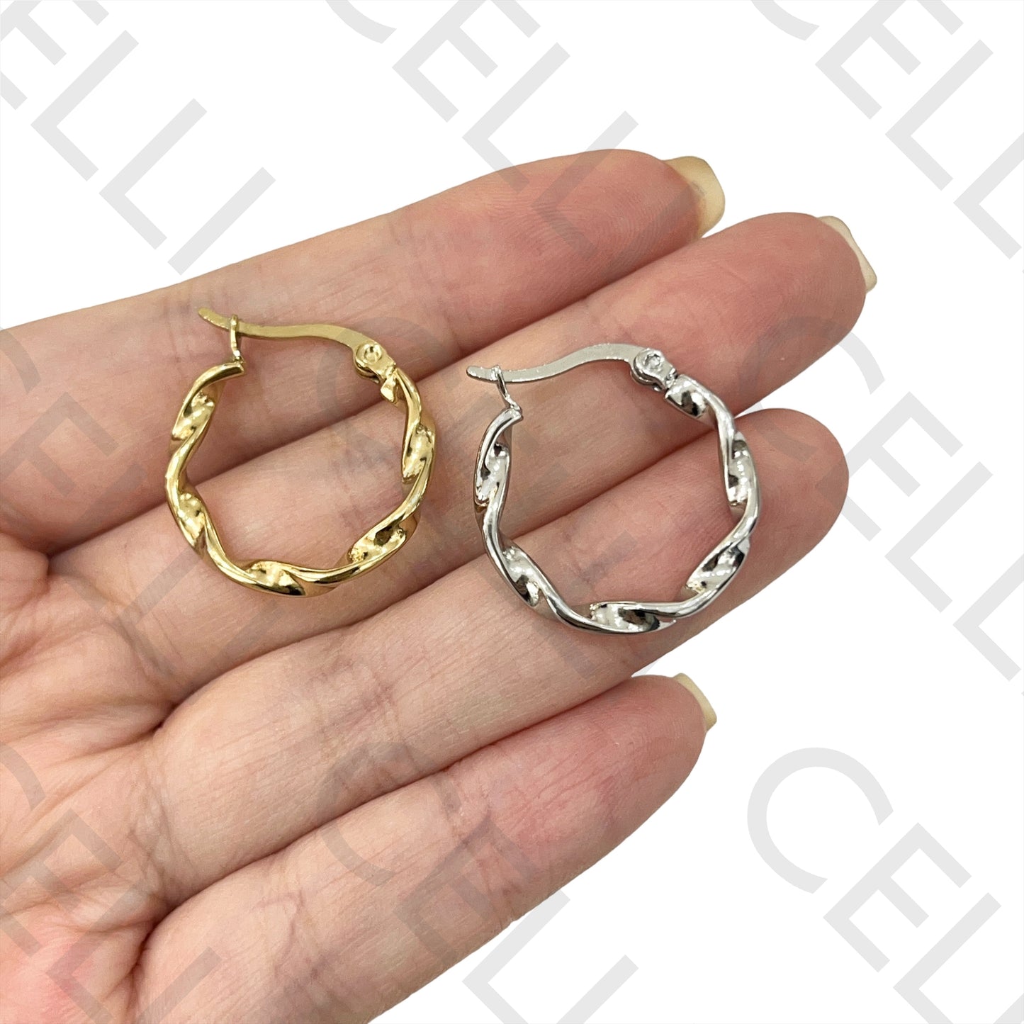 Steel Hoop Earrings - Twisted