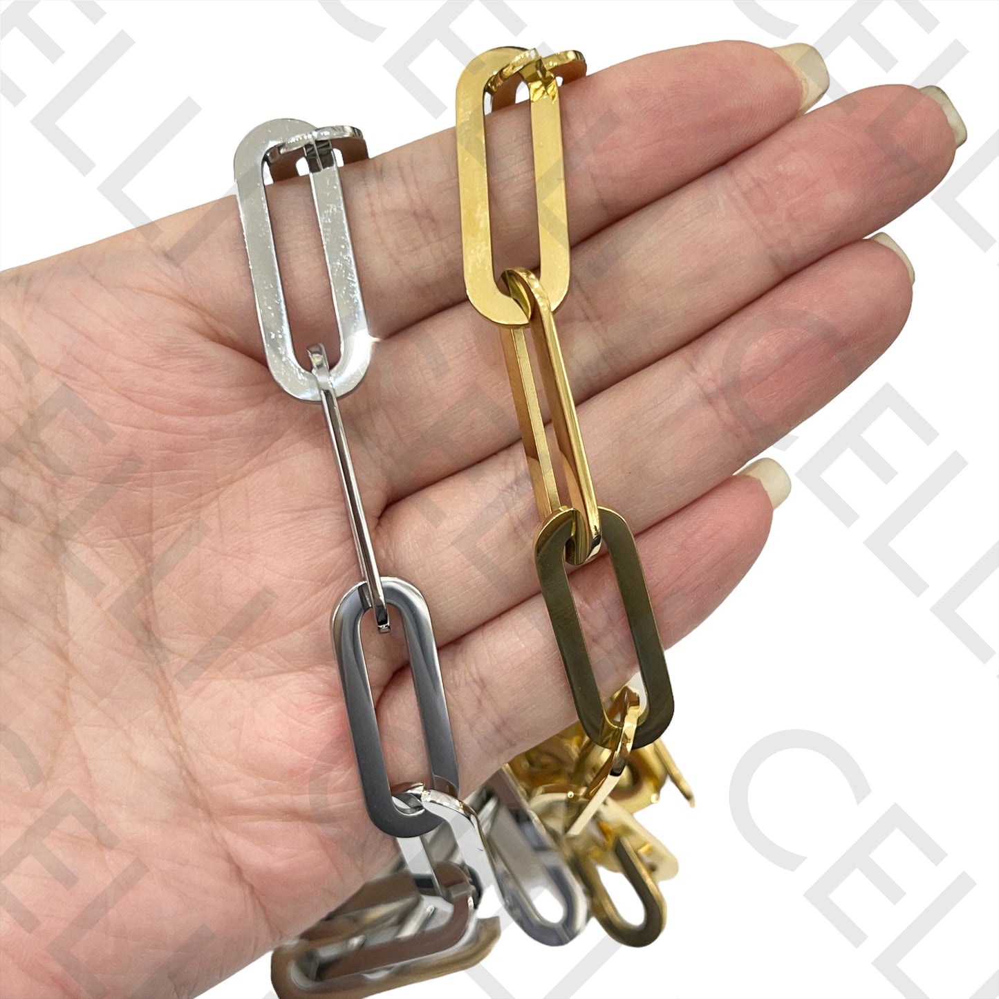 Colar de Aço Simples - elo oval retangular grosso