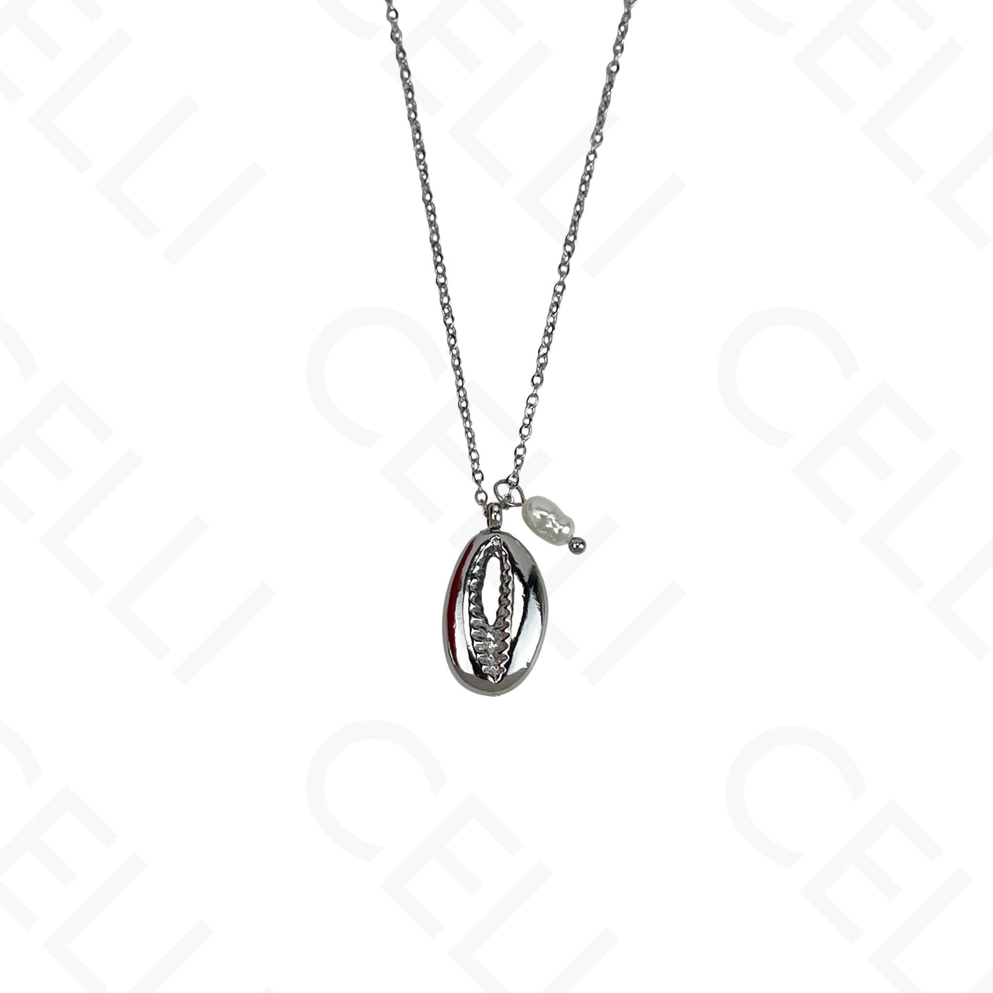 Collar de acero - concha y perla