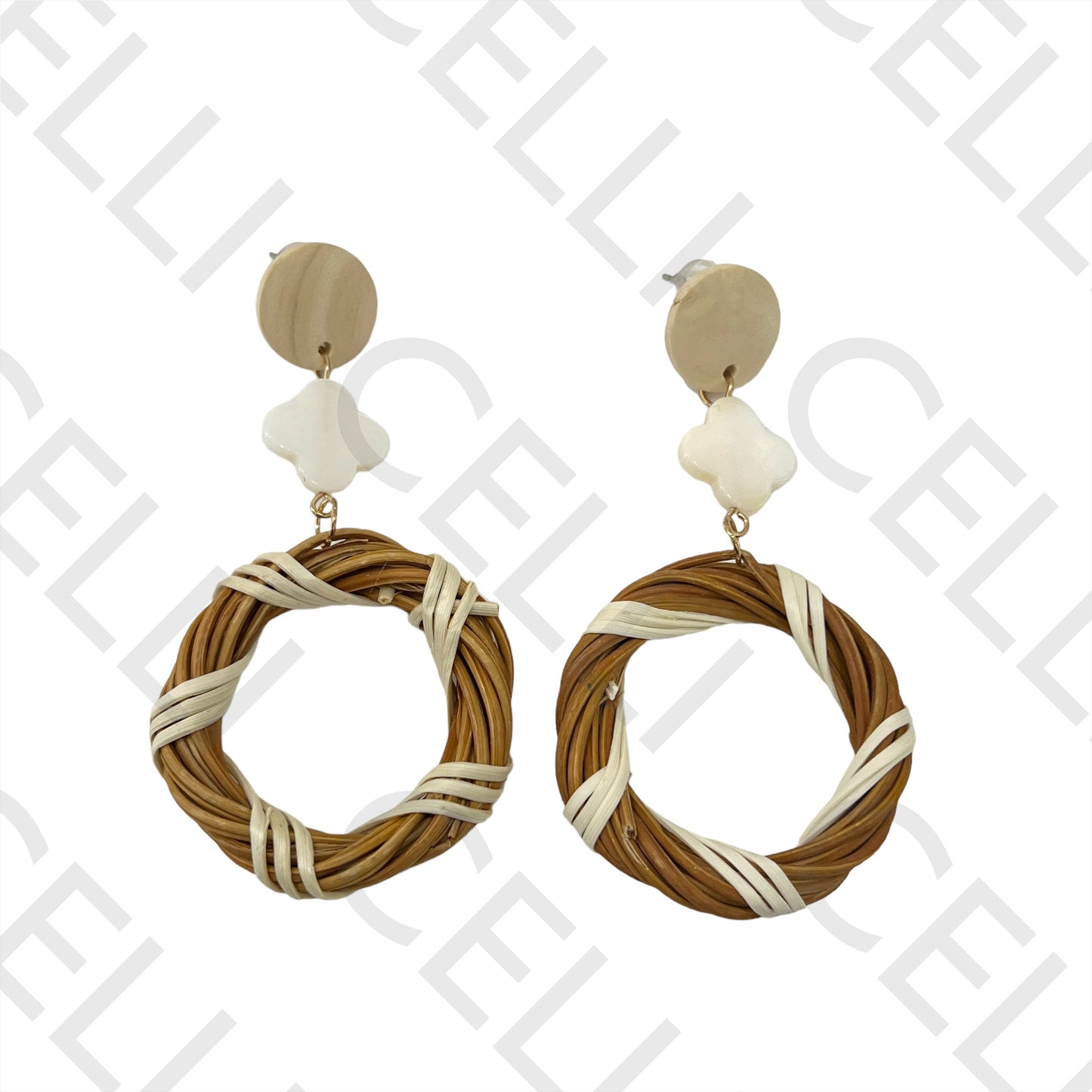 Brinco de Moda com bambu e madeira