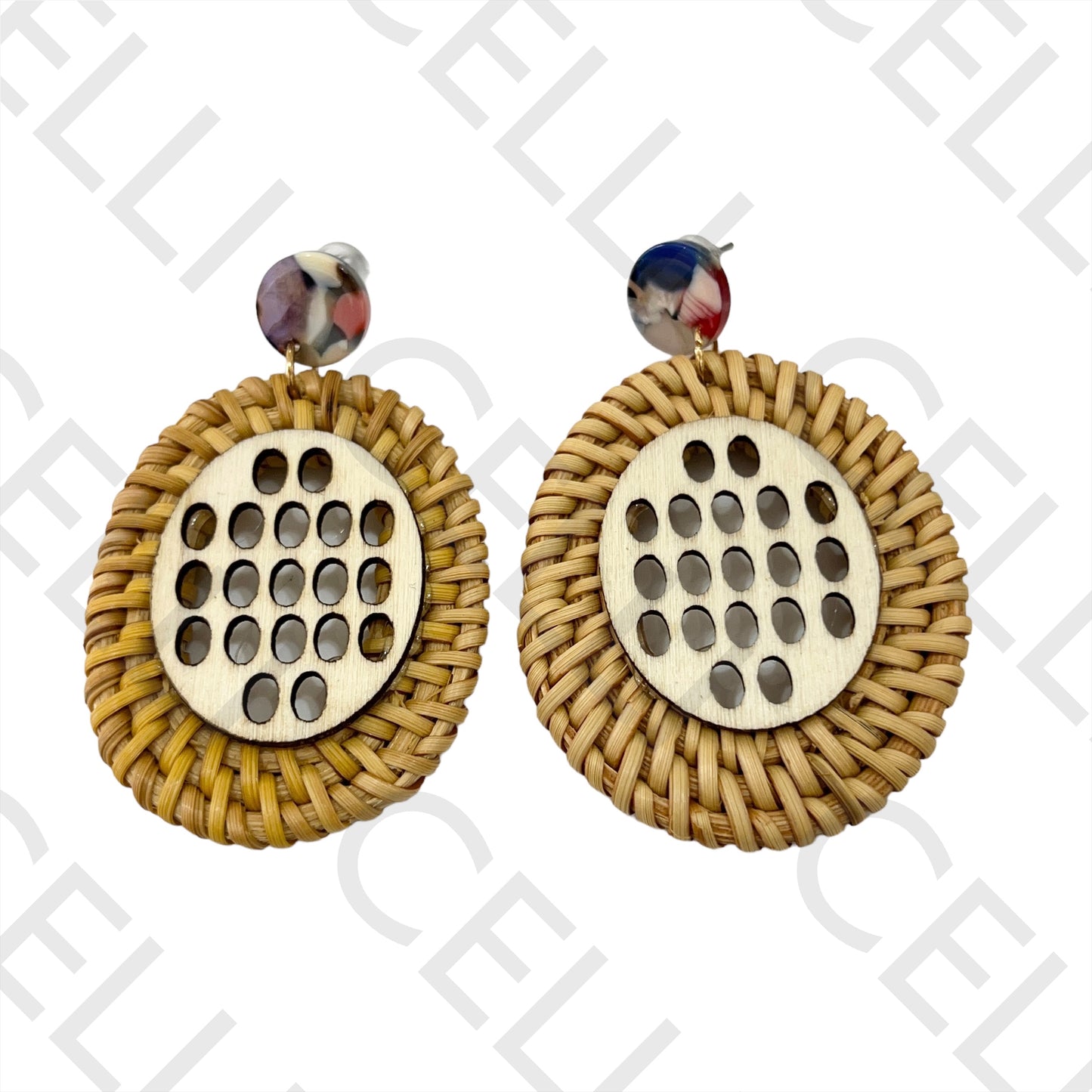 Brinco de Moda com bambu e madeira