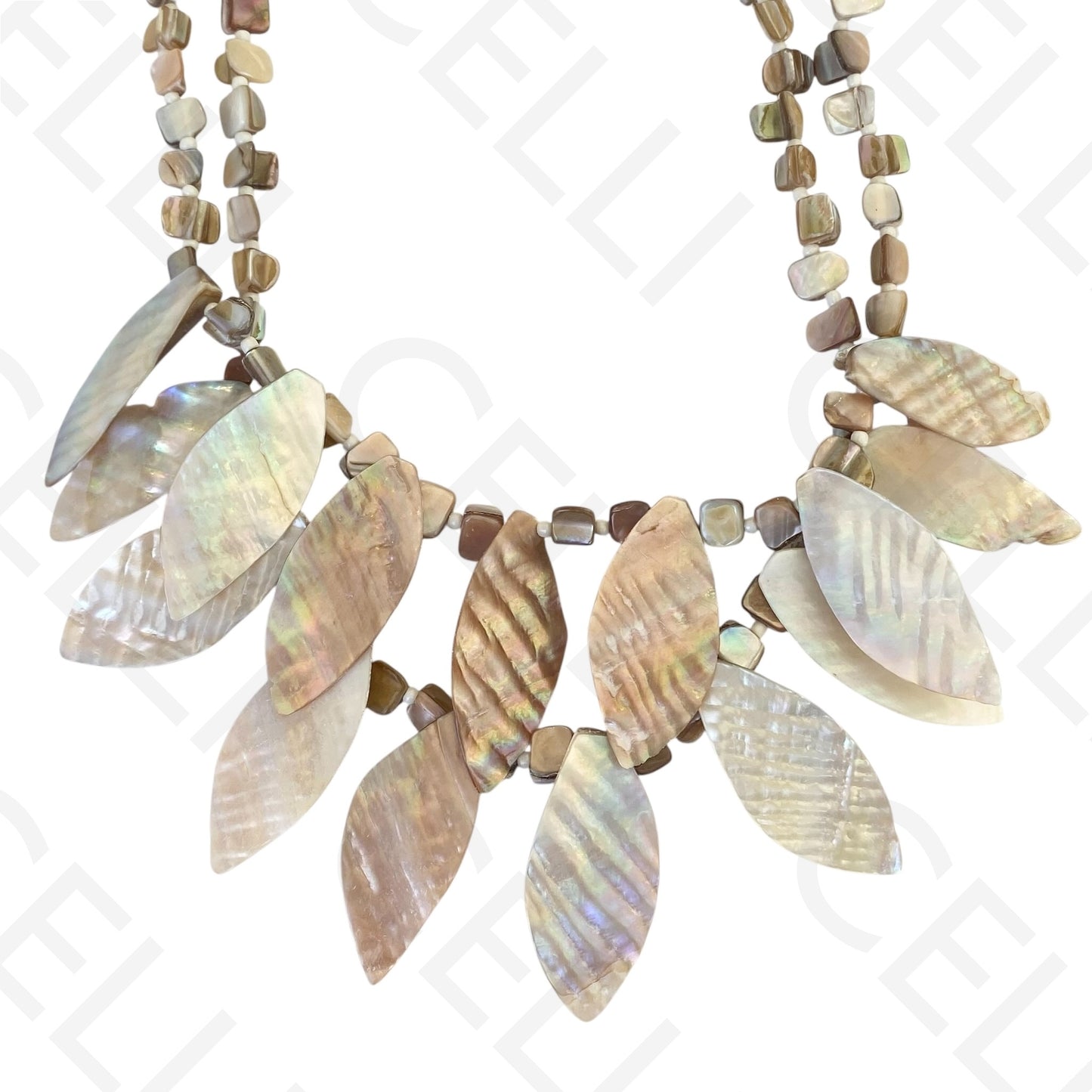 Fashion necklace - oval mother-of-pearl pendants