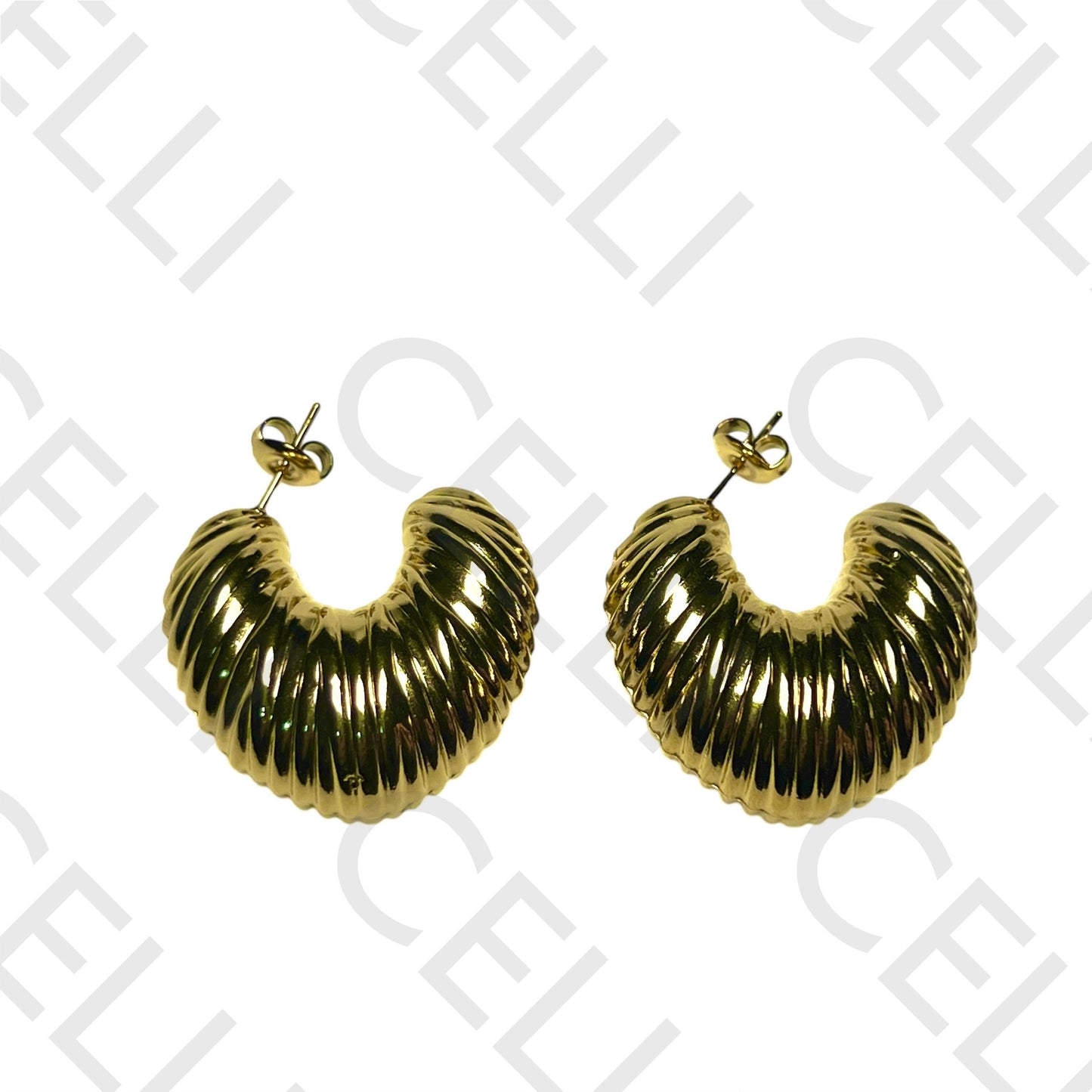 Steel Earring - thick croissant shape