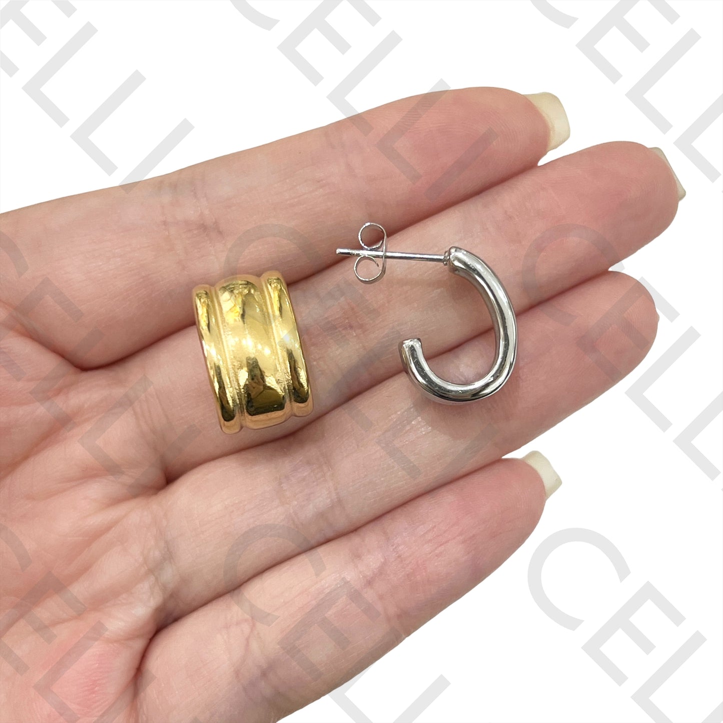 钢制圈形耳环 - 细节装饰