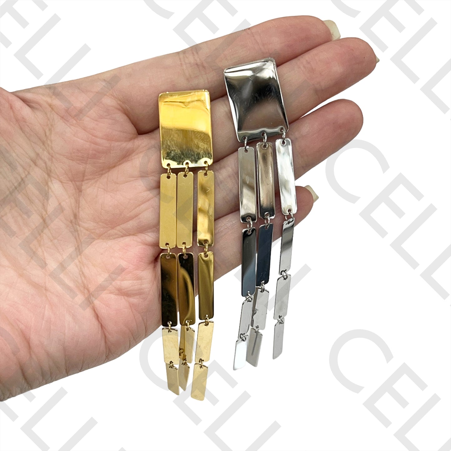 不锈钢耳环 - 长款(镜面类型)