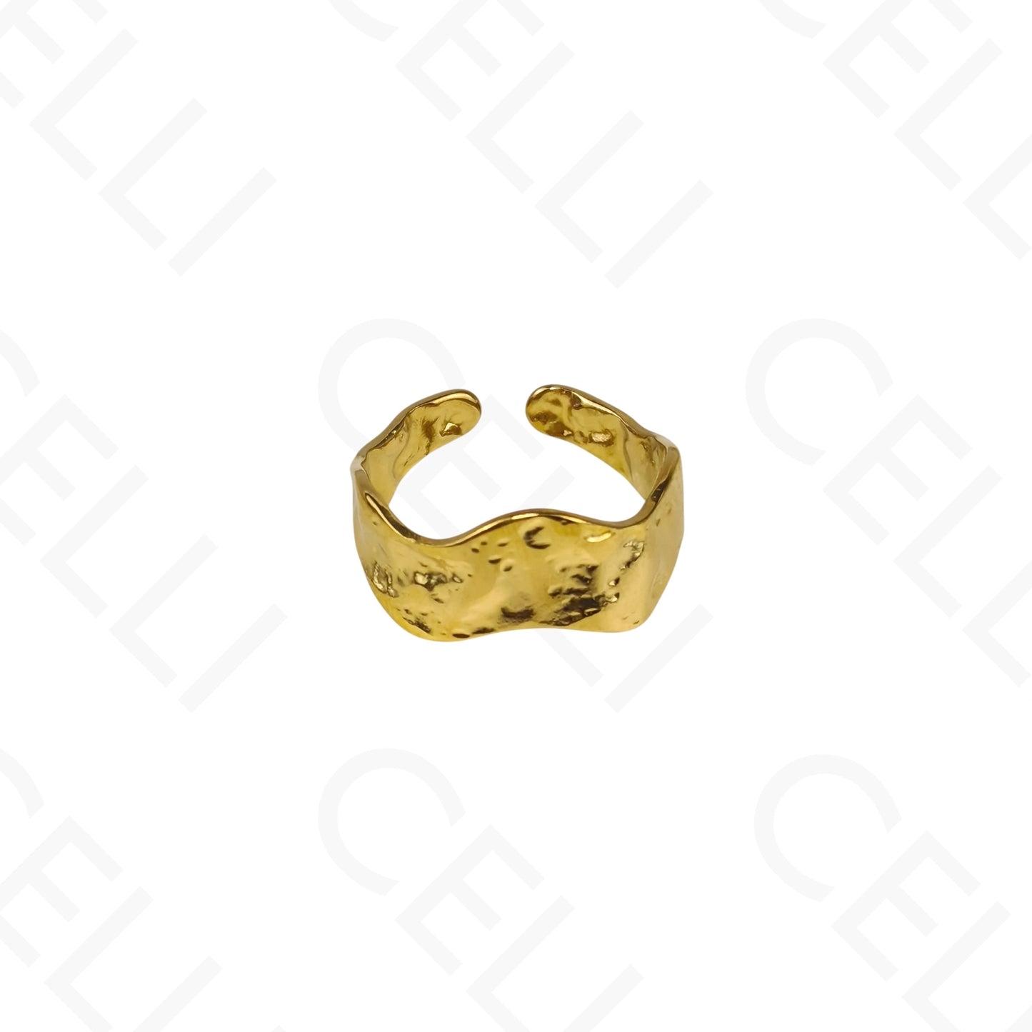 Adjustable Steel Ring - thick hammered wavy