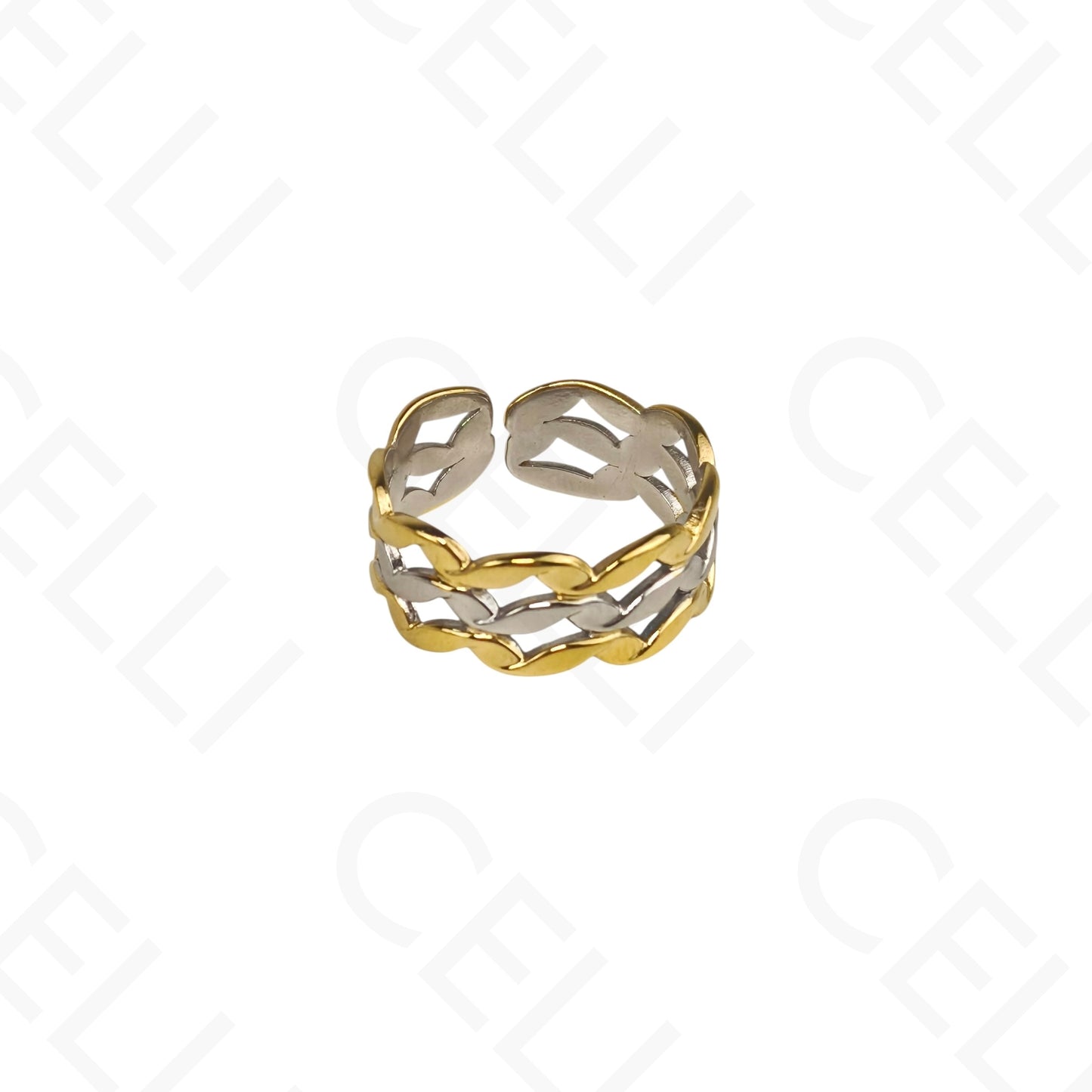 可调节钢制戒指 - 双色