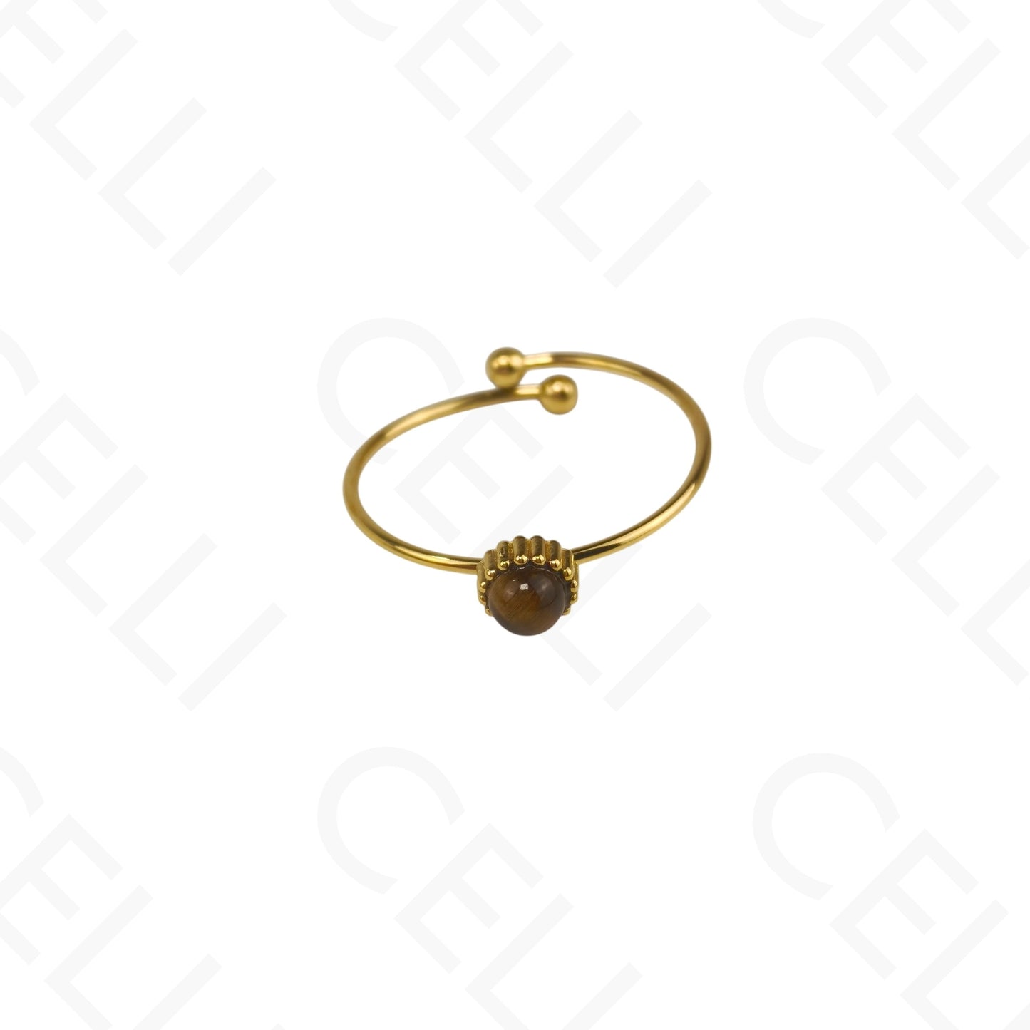 Anillo de Acero Ajustable - mini piedra natural redonda (6 colores)