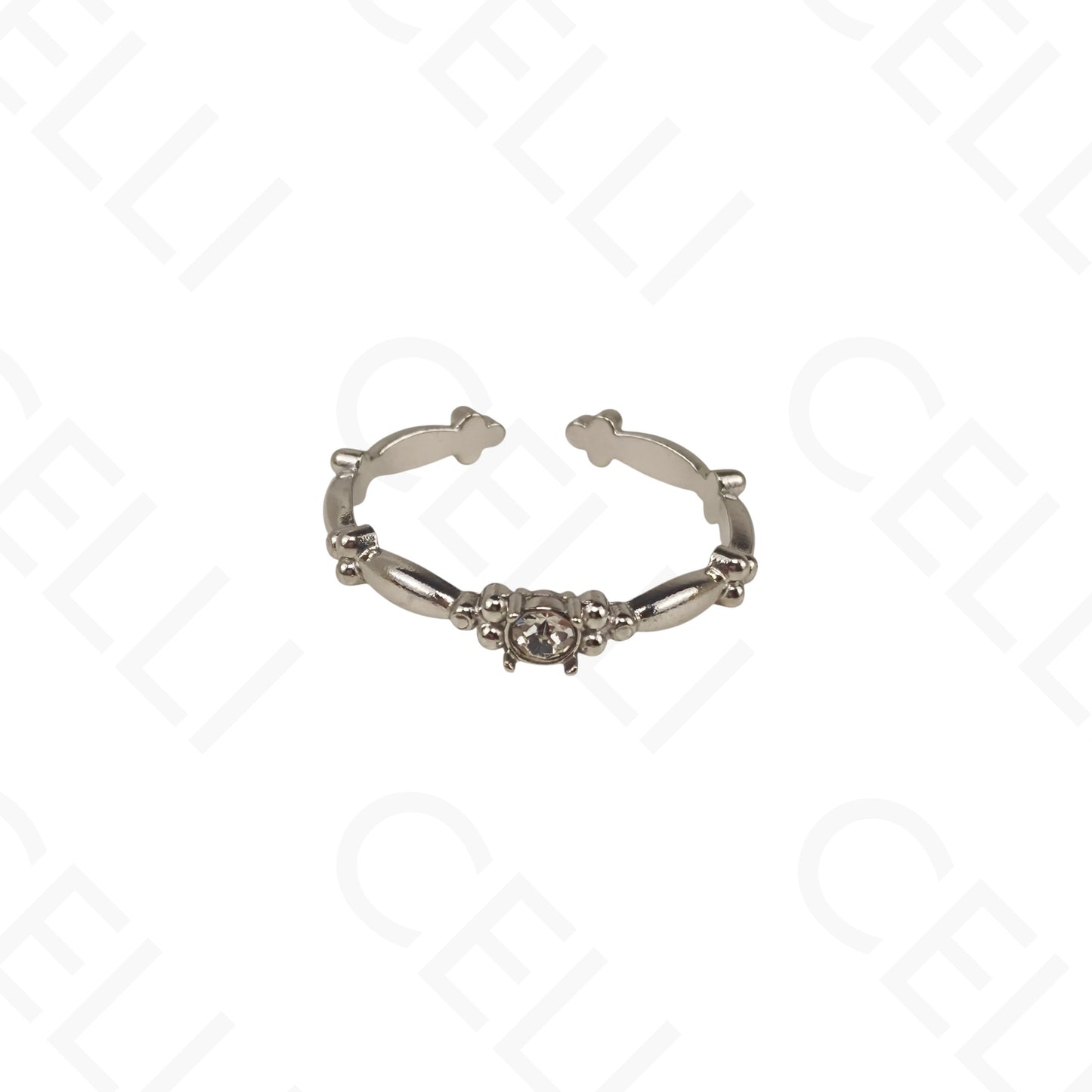 Anillo de Acero Ajustable - trabajado con brillante