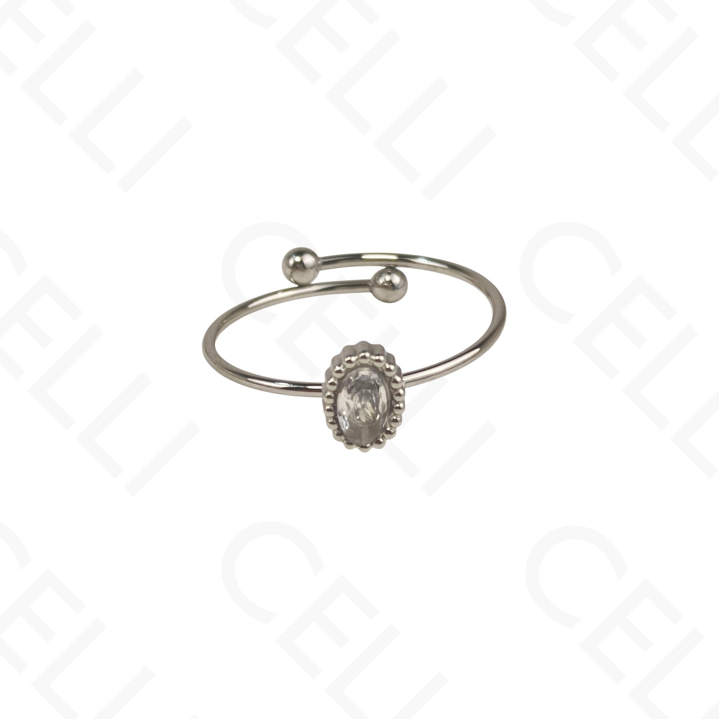 Anel de Aço Ajustável - Gota, Redondo e Oval com brilhante