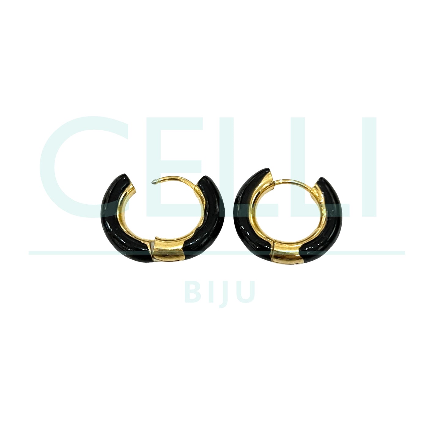 Brinco Argola de Aço - esmalte colorido