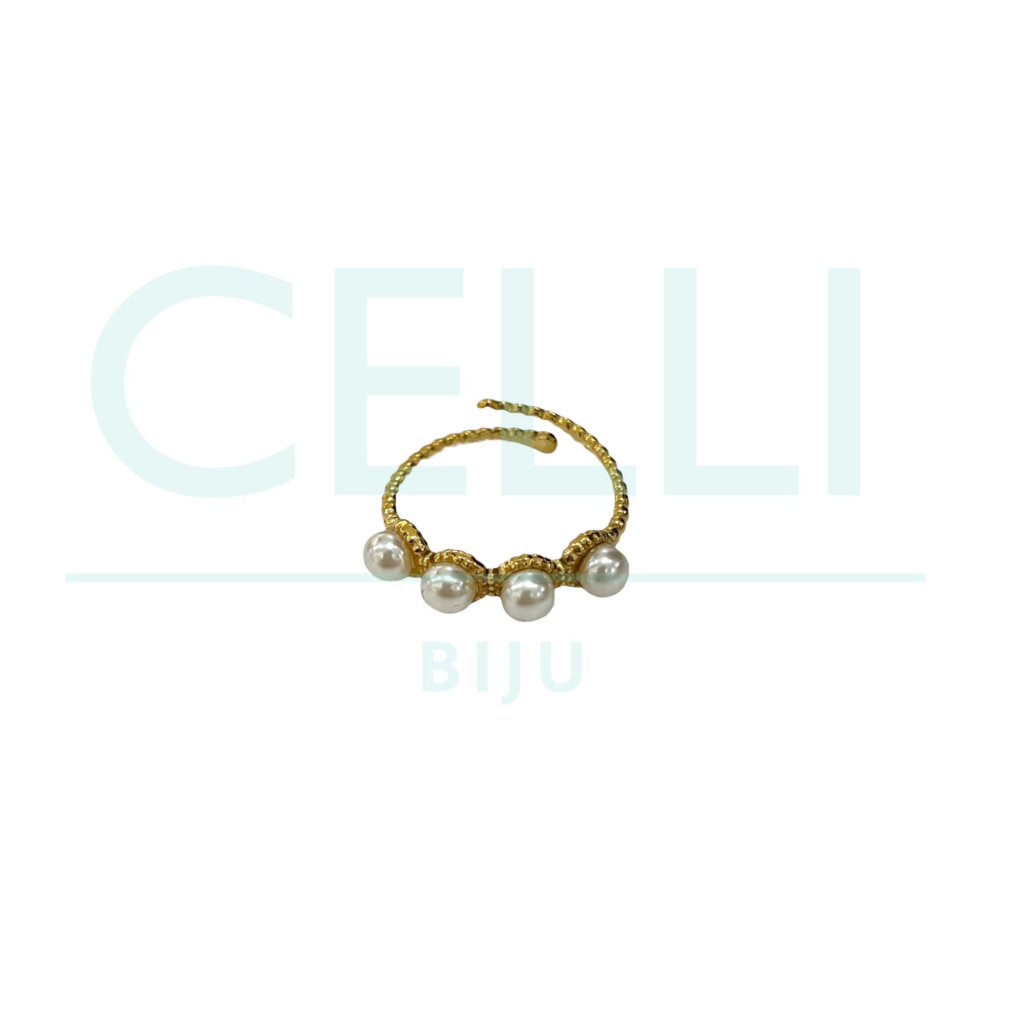 Anillo de acero - perlas