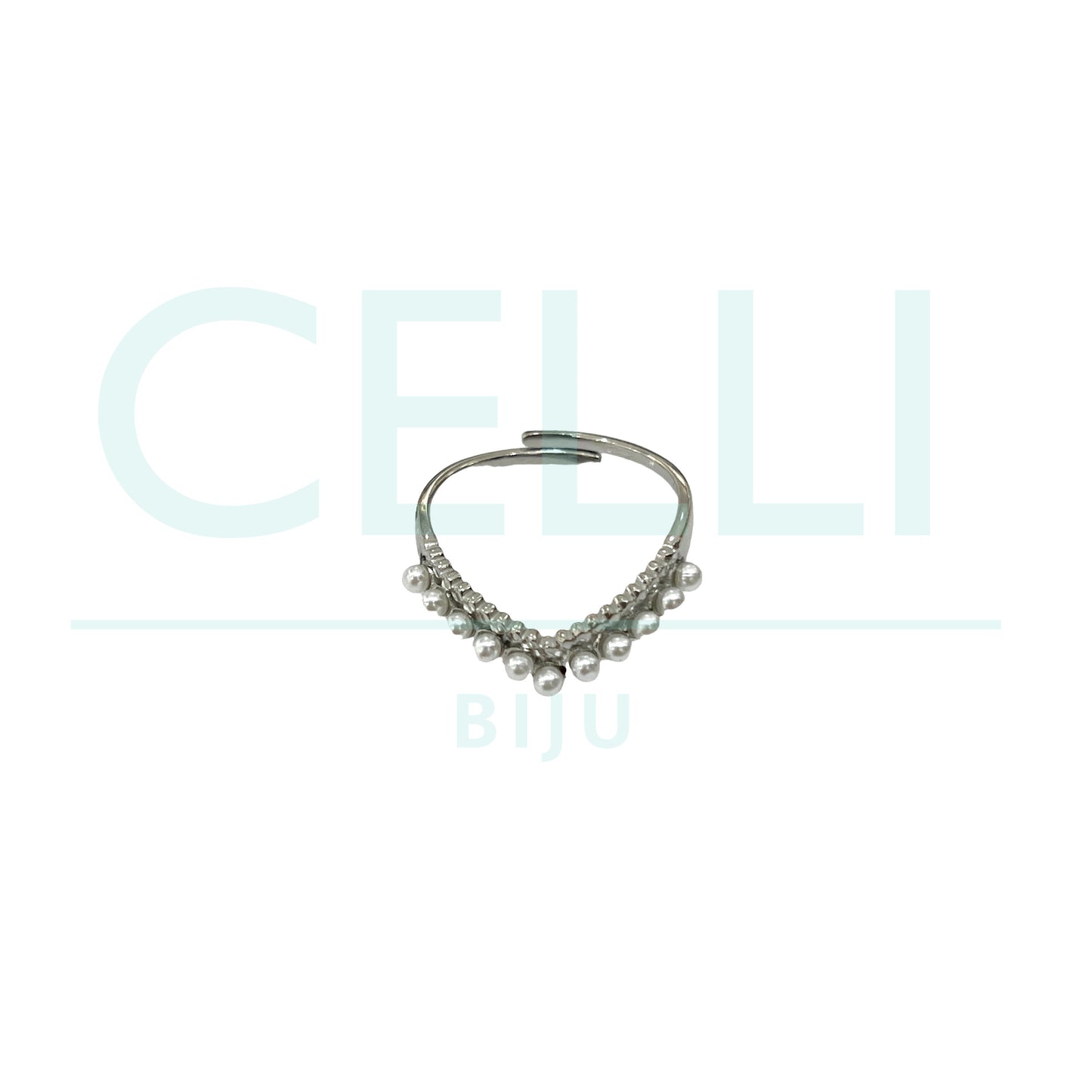 Anillo de acero - perlas