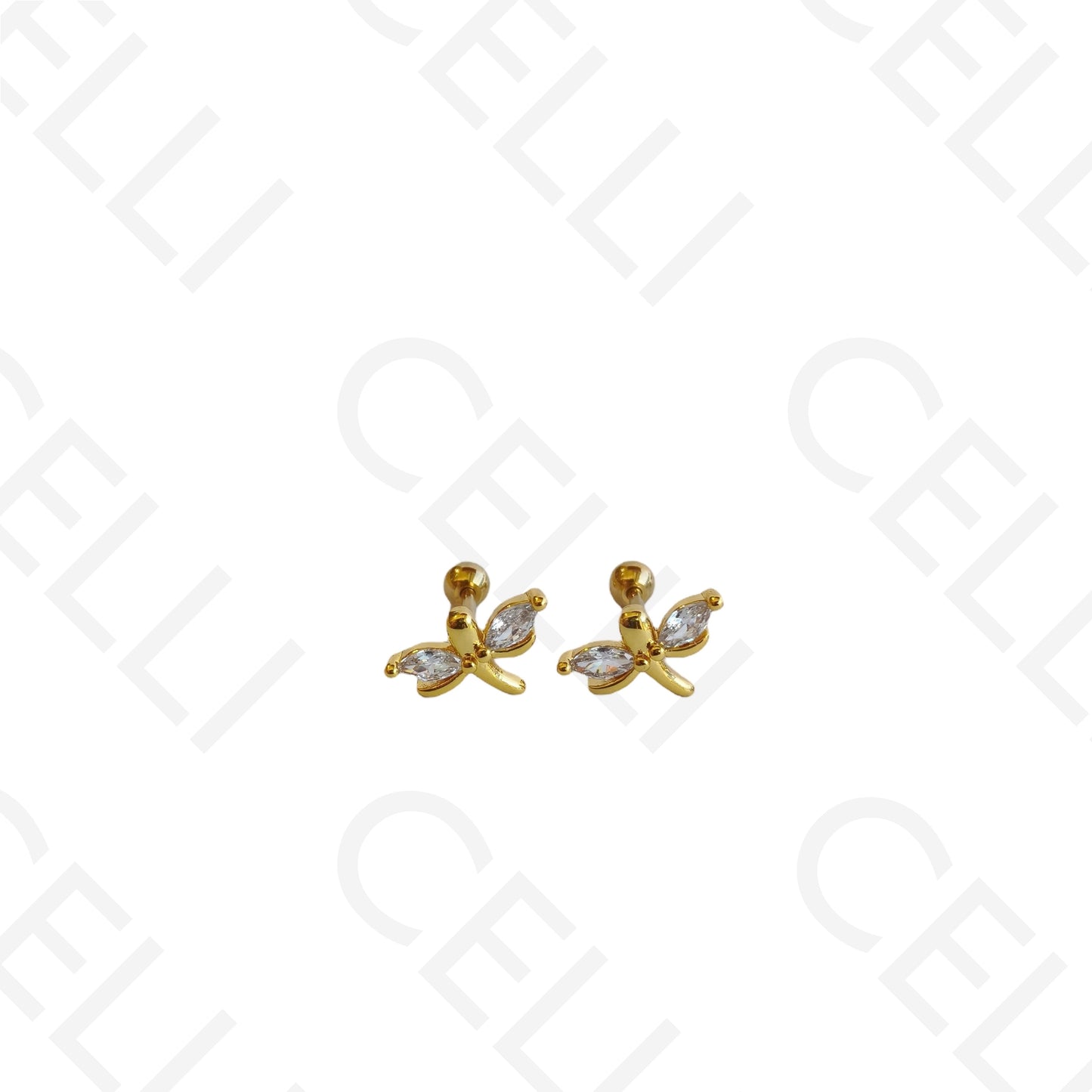 Piercing de Aço - libelinha dois brilhantes