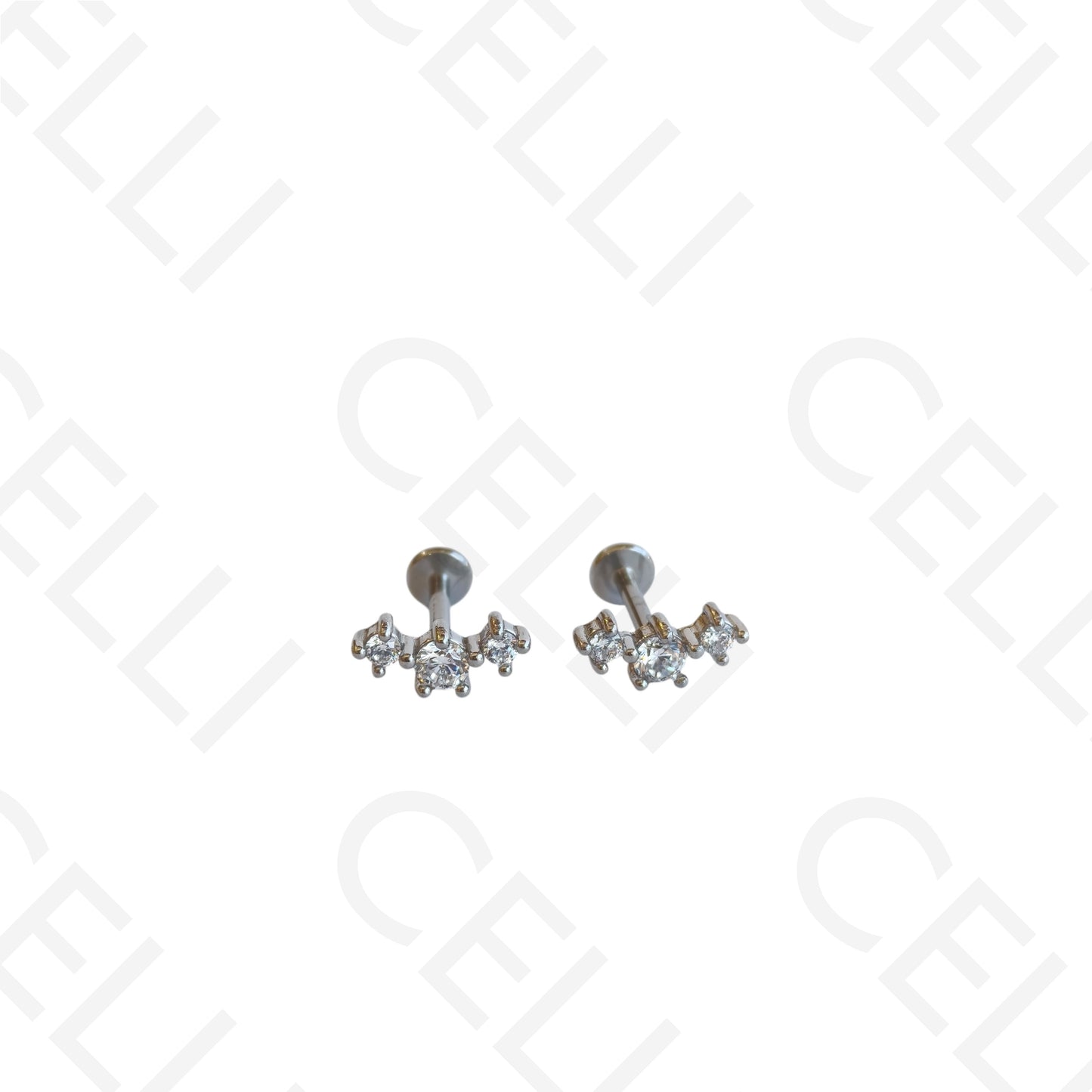 Piercing de Aço - três brilhantes redondos