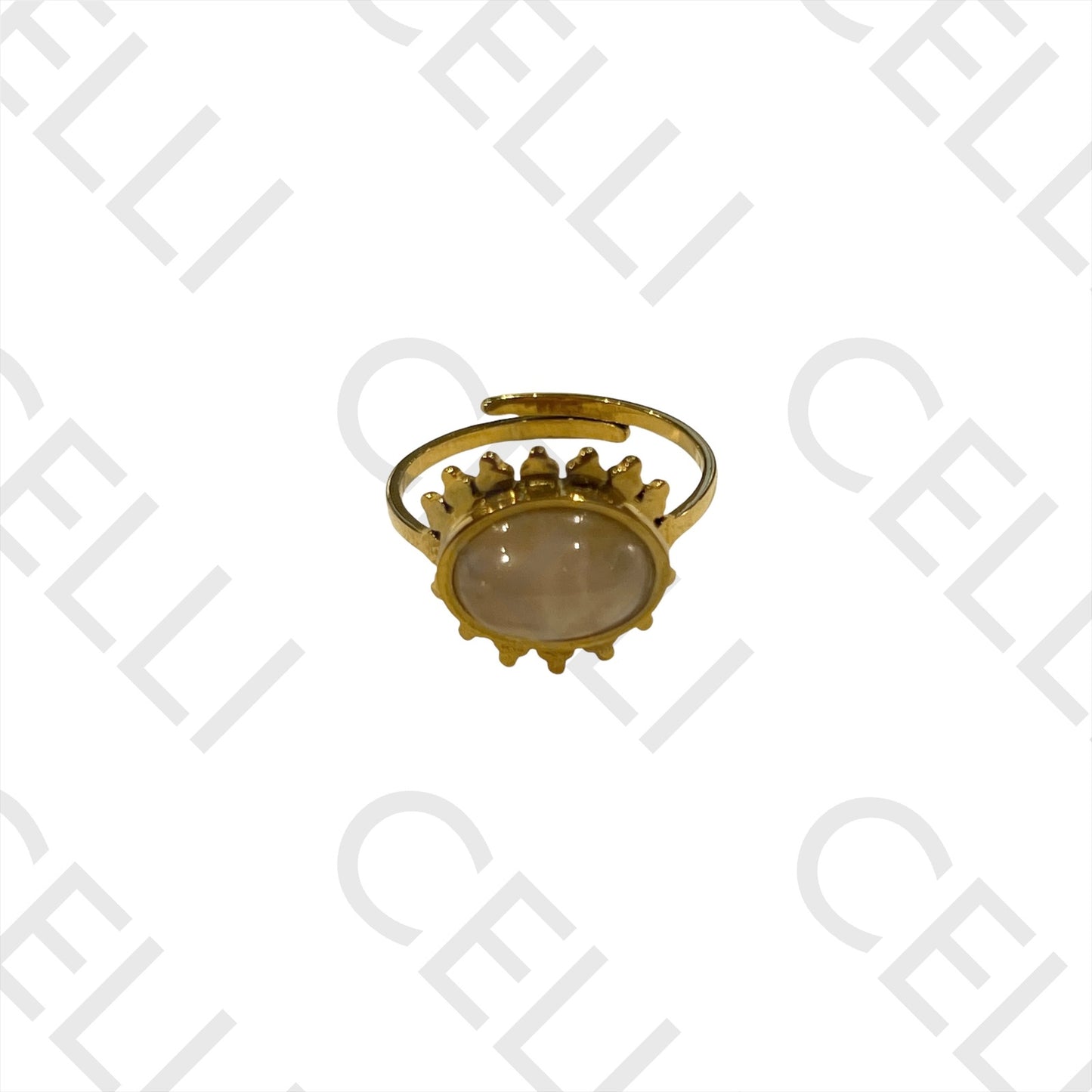 Steel Ring - with natural stone