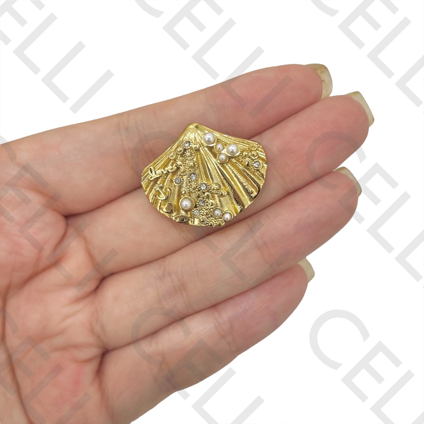 Brinco de Acero - Concha con perlas