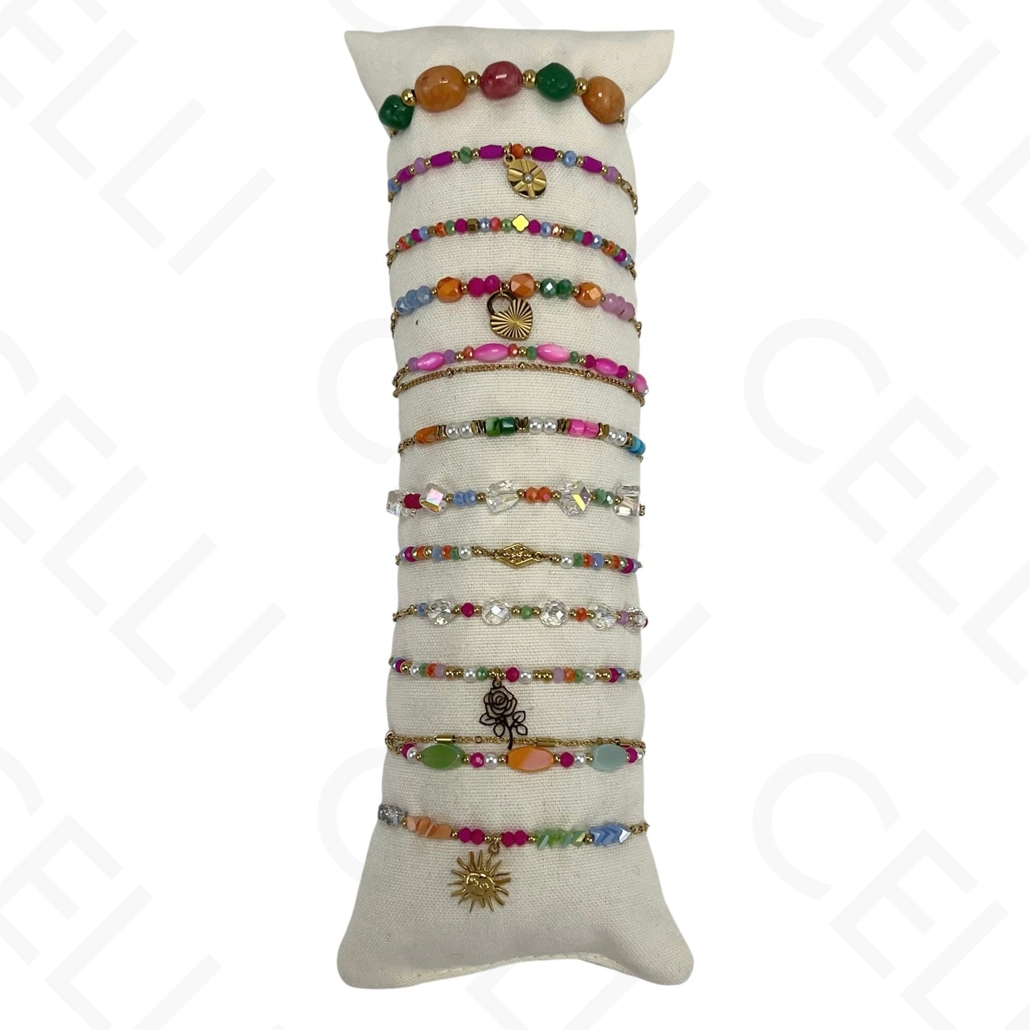 Conjunto de Pulseiras de aço (12 und.) - contas e aço