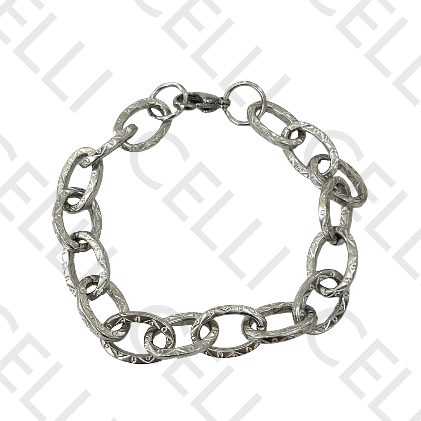 Colar / Pulseira de Aço Simples - elo oval detalhado