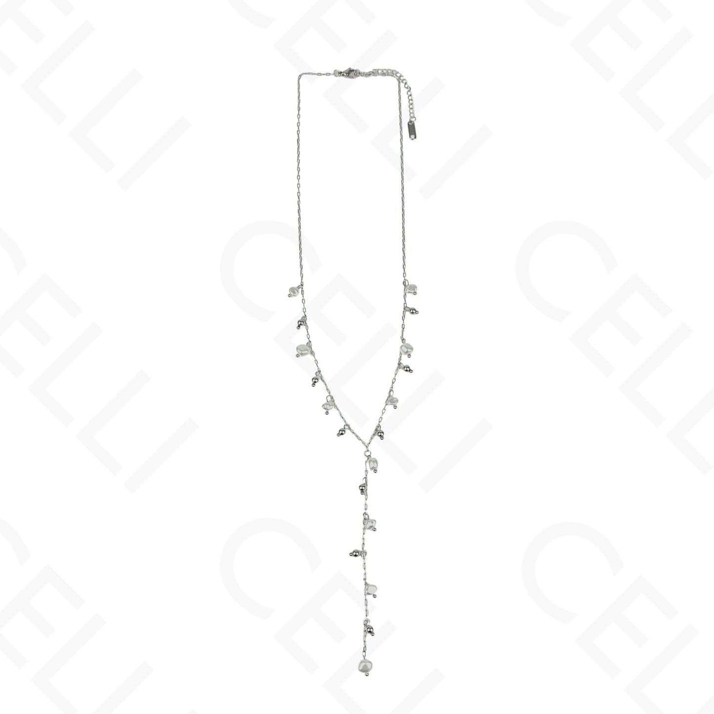 Colar de aço - Formato Y pendente pérolas