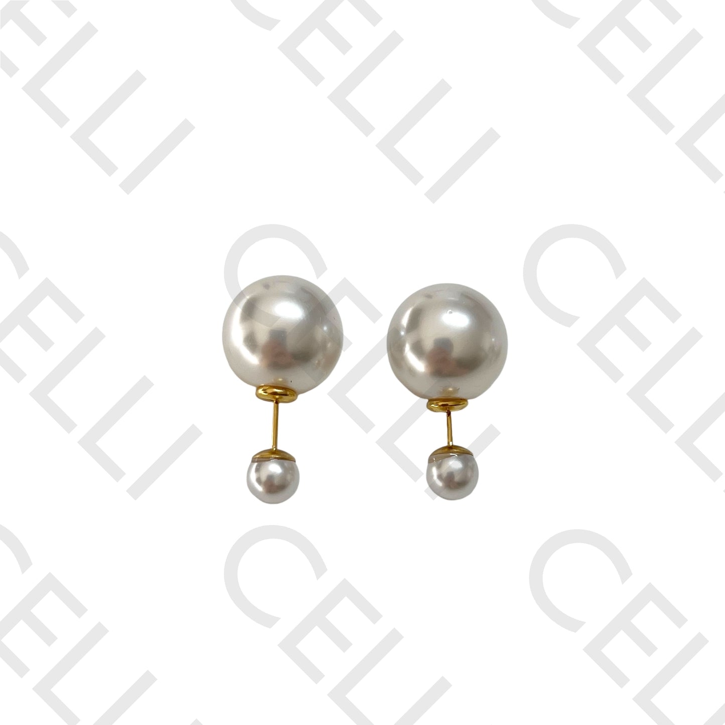 Brinco de Acero - Perlas frente y atrás