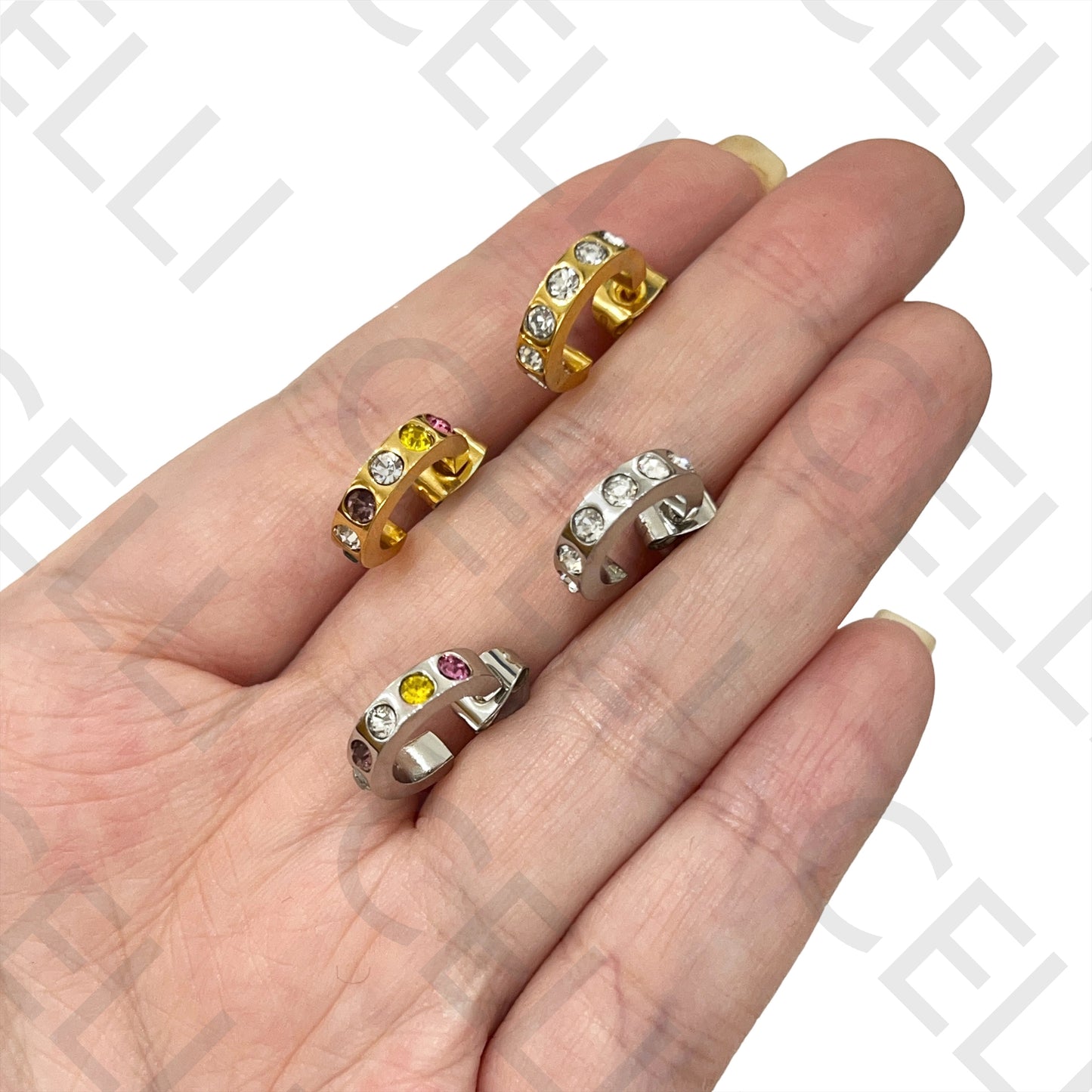 钢制耳环圈 - 闪亮装饰