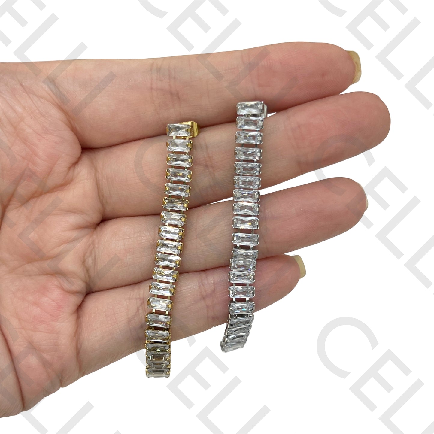 钢制耳环 - 闪耀锆石