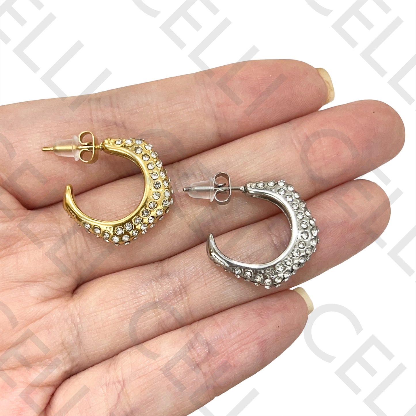 Steel Hoop Earring - Zirconias