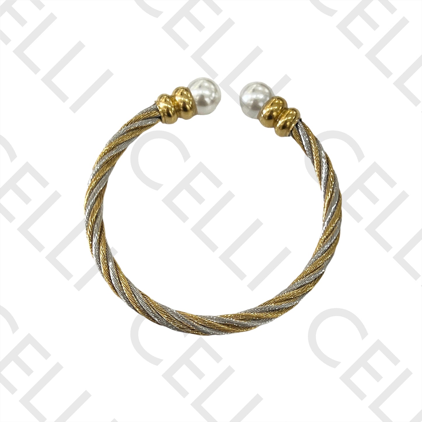 Bracelete de Aço - pérolas