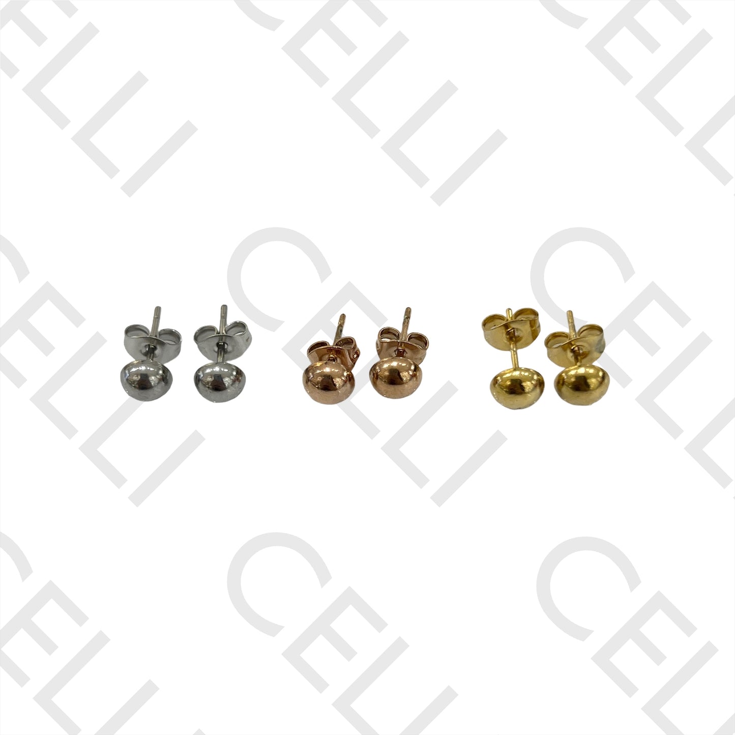 Conjunto de Brincos de Aço (3 pares) - bolas (metade)