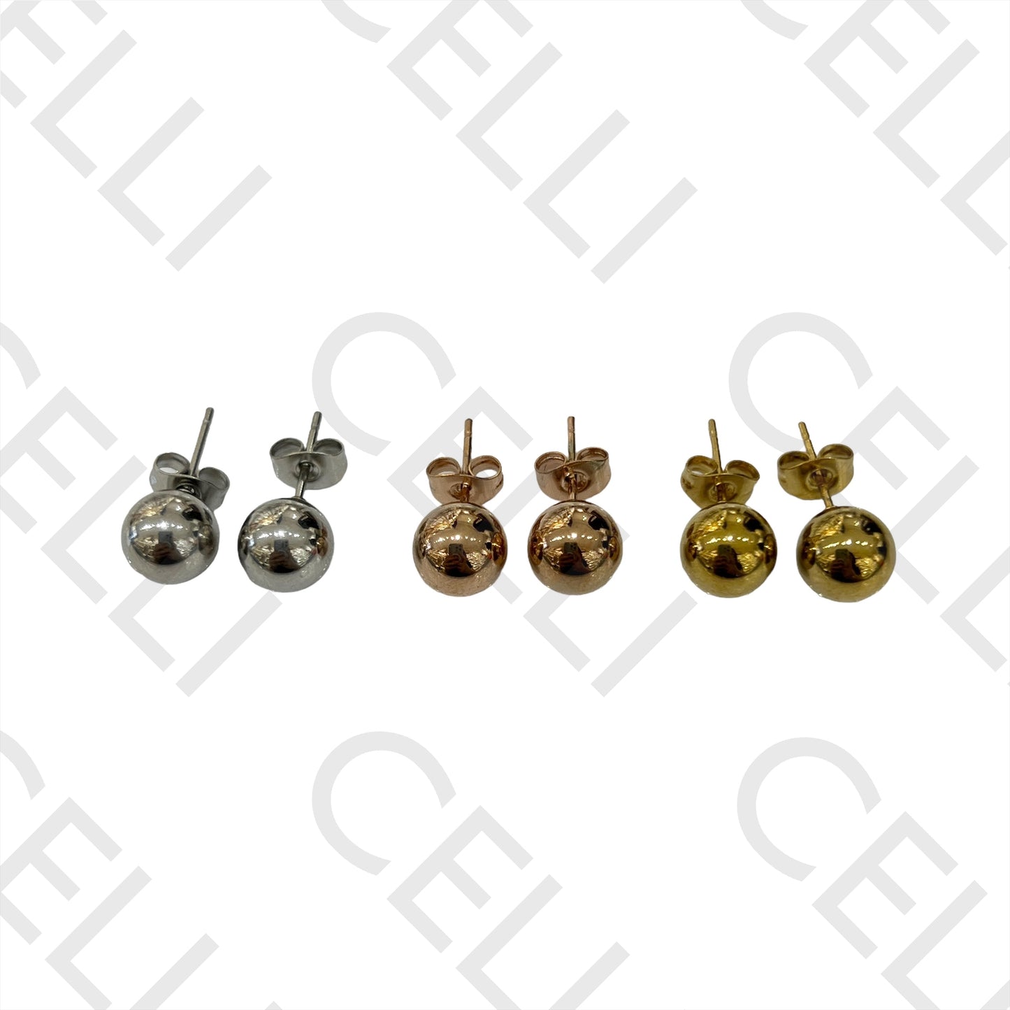 Conjunto de Brincos de Aço (3 pares) - bolas (inteira)