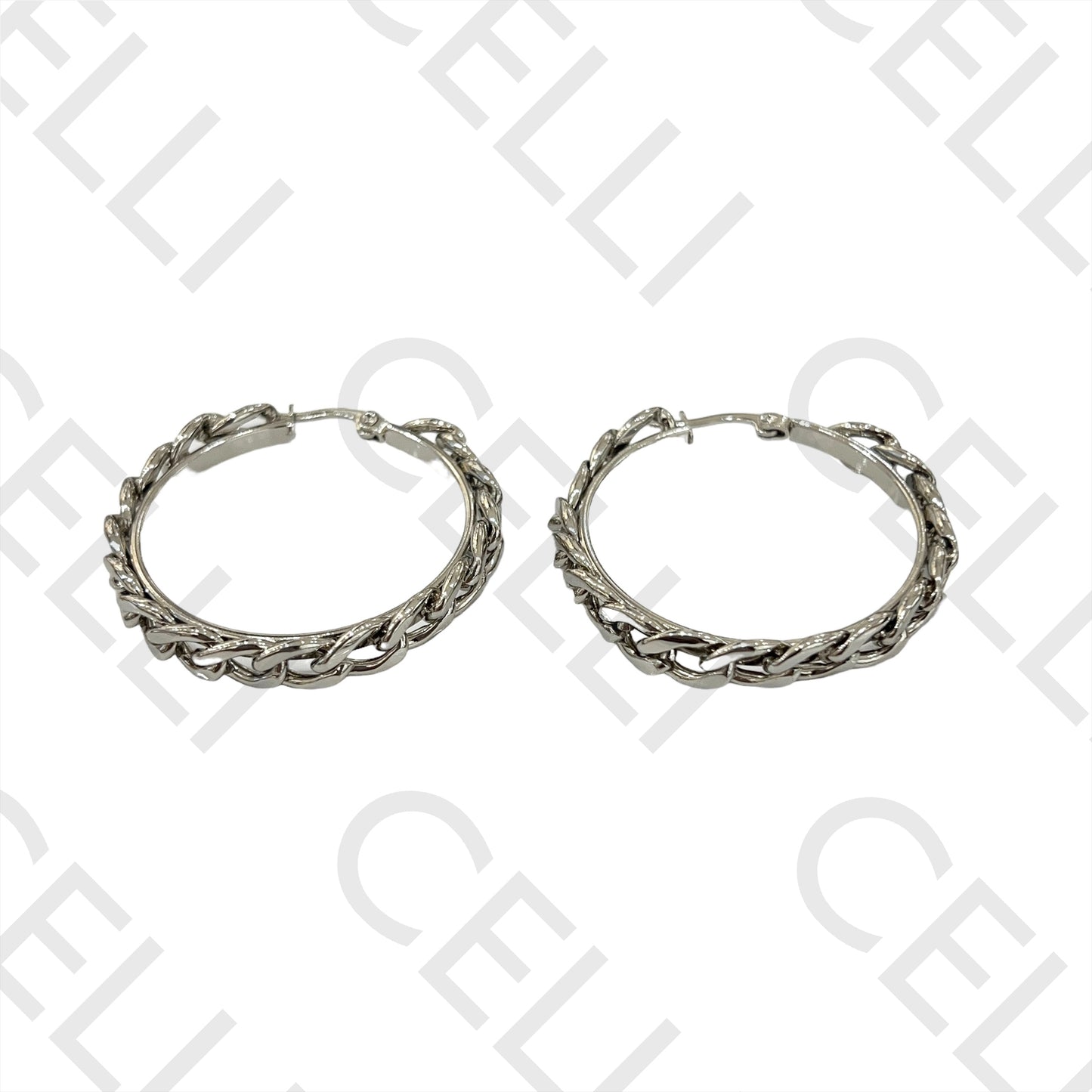 Steel Hoop Earrings - chain