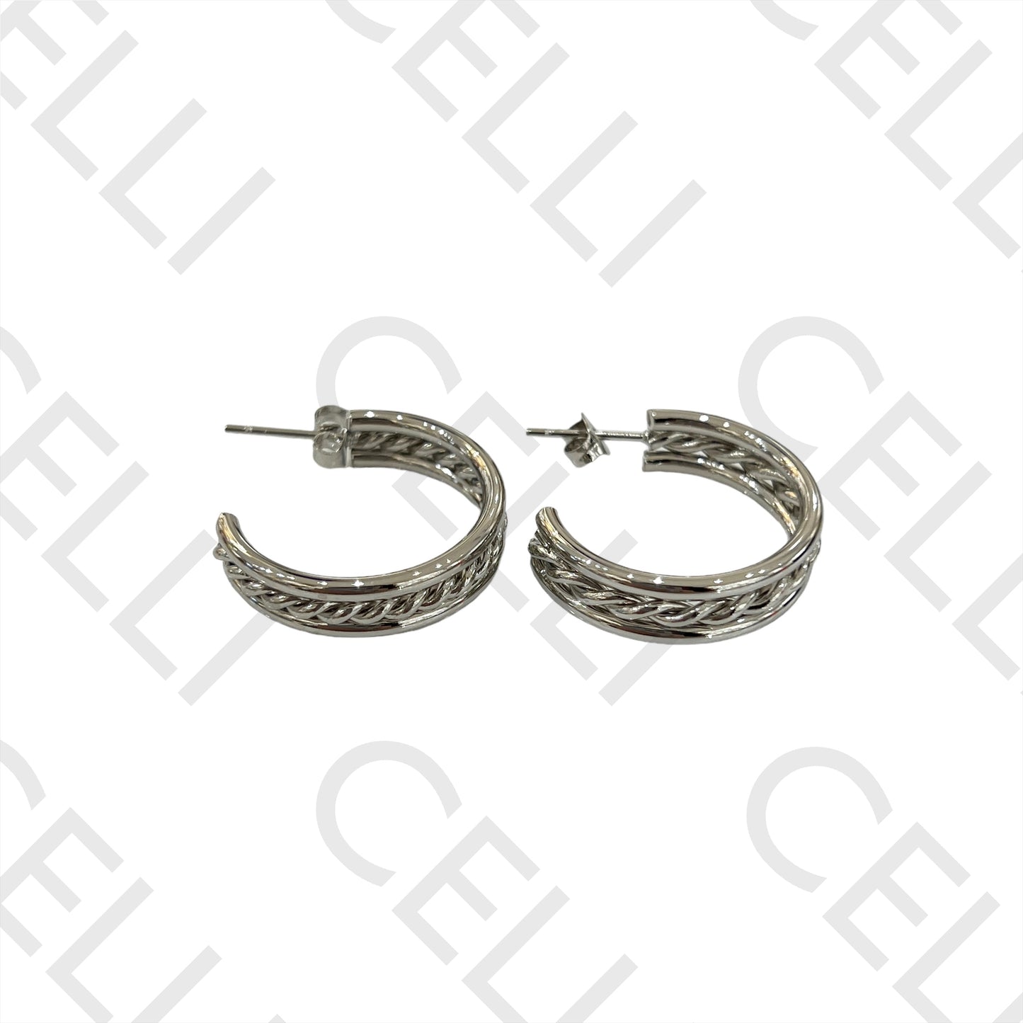 Twisted Steel Hoop Earrings