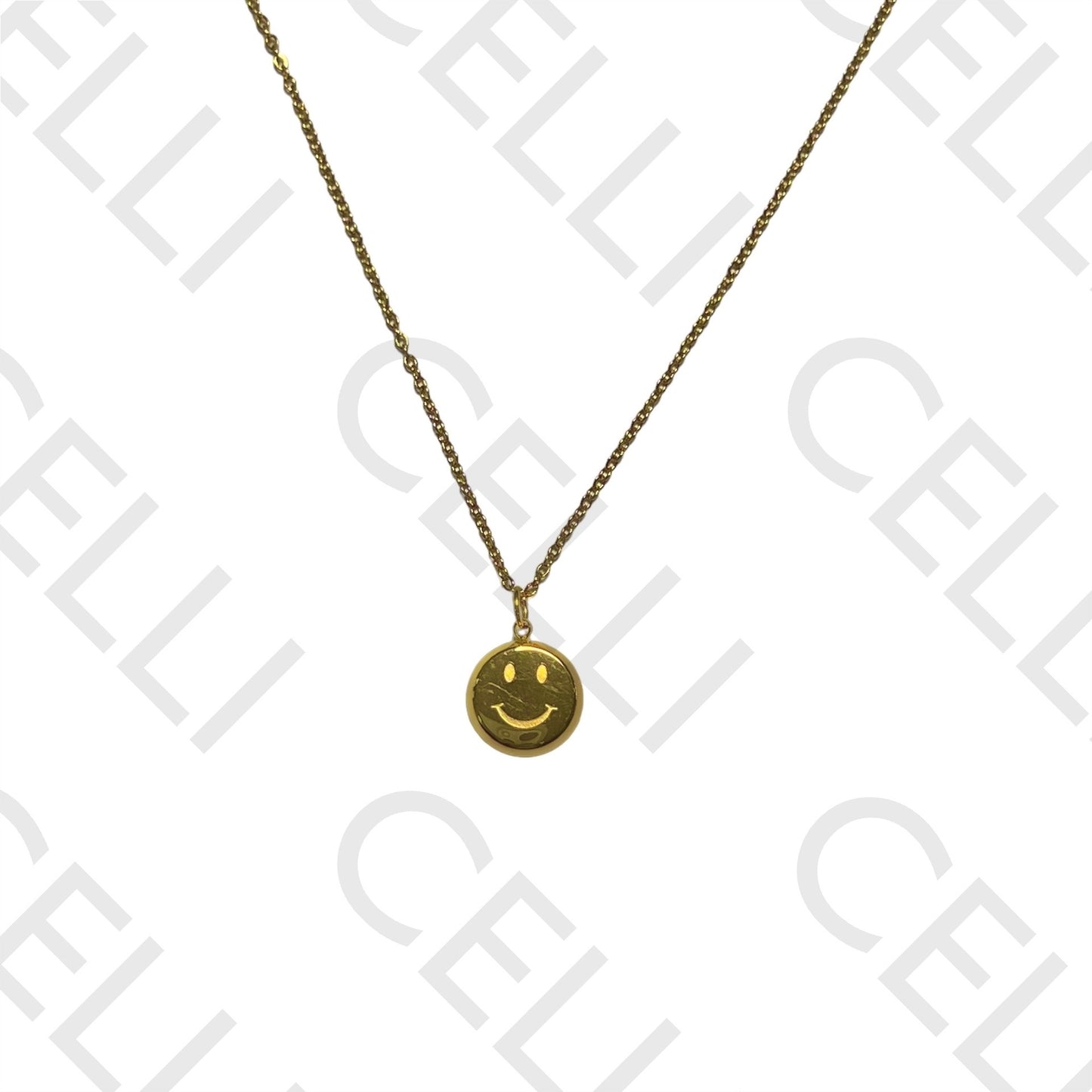 Collar de acero - nácar redondo, sonrisa en la espalda