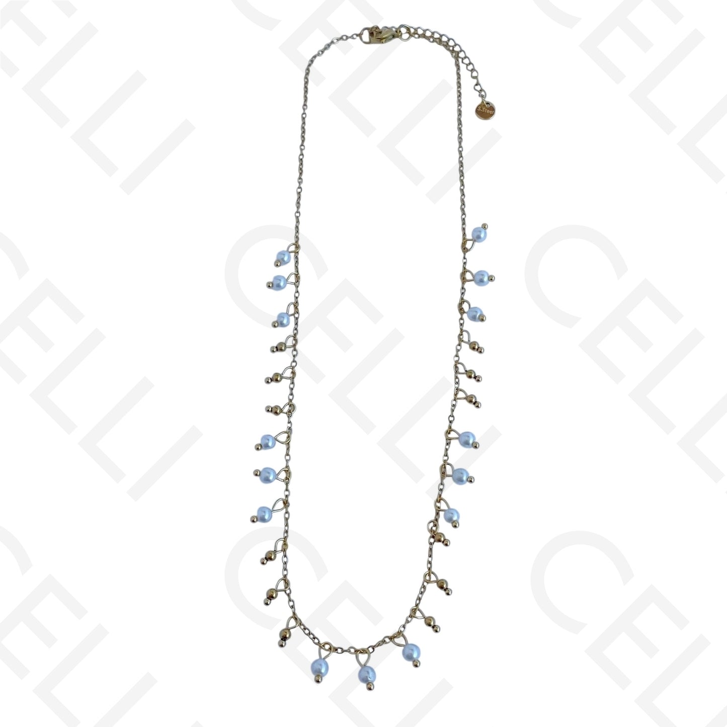 Colar de aço - pérolas