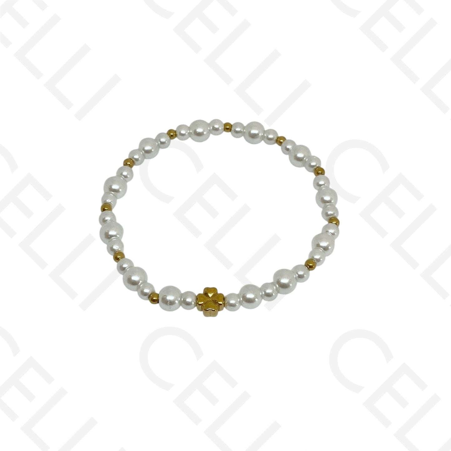 Pulseira de aço elástica- pérolas (conjunto de 3)