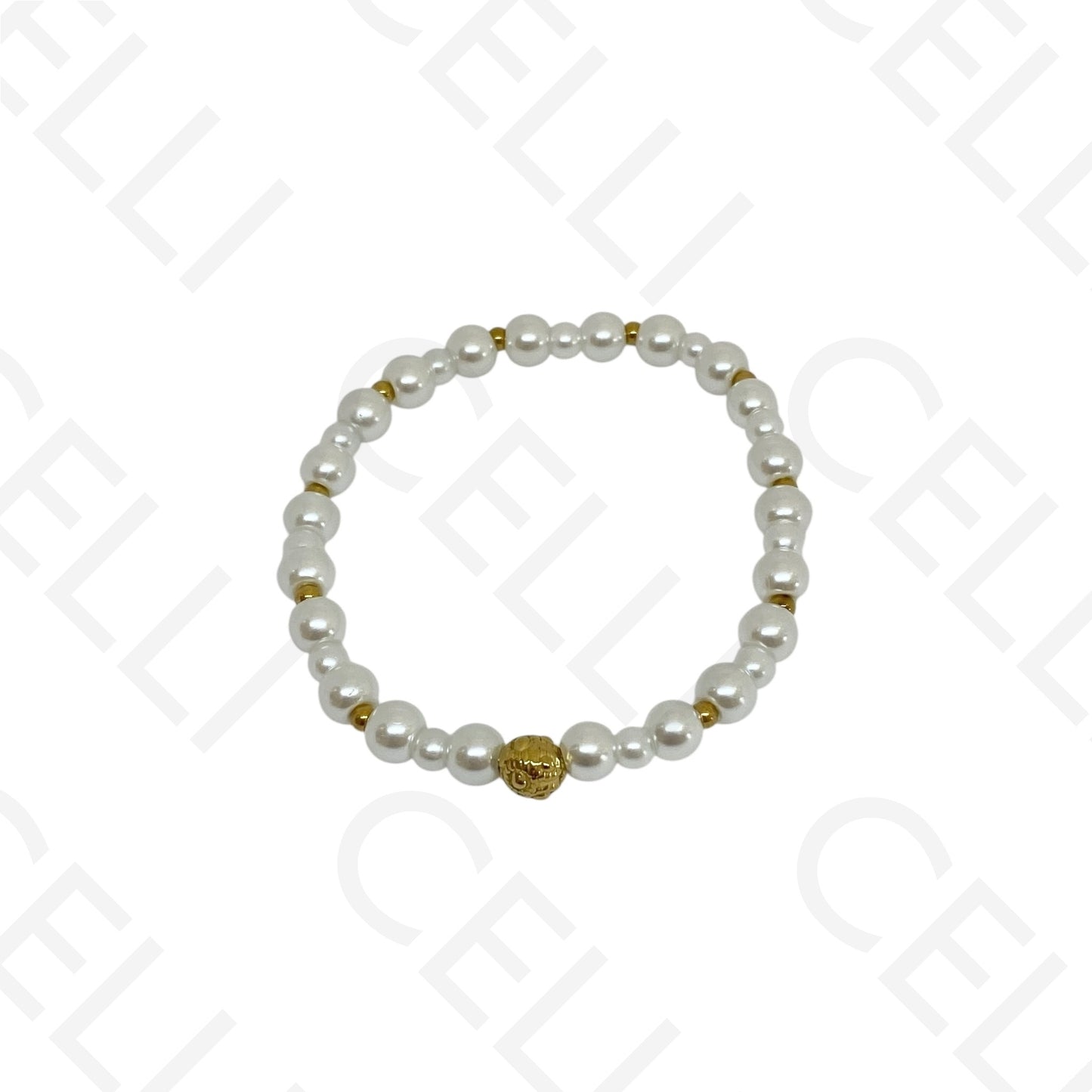 Pulseira de aço elástica- pérolas (conjunto de 3)