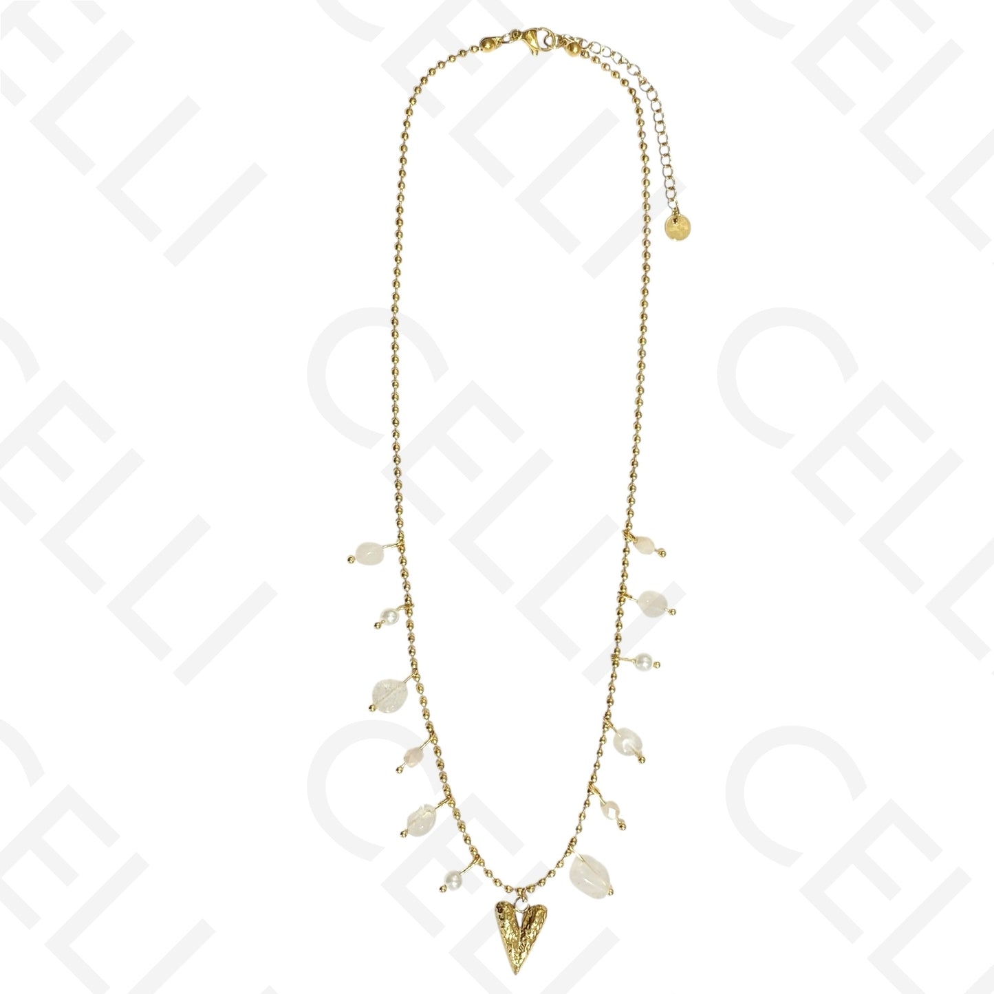 Colar de aço - pedras coloridas, coração