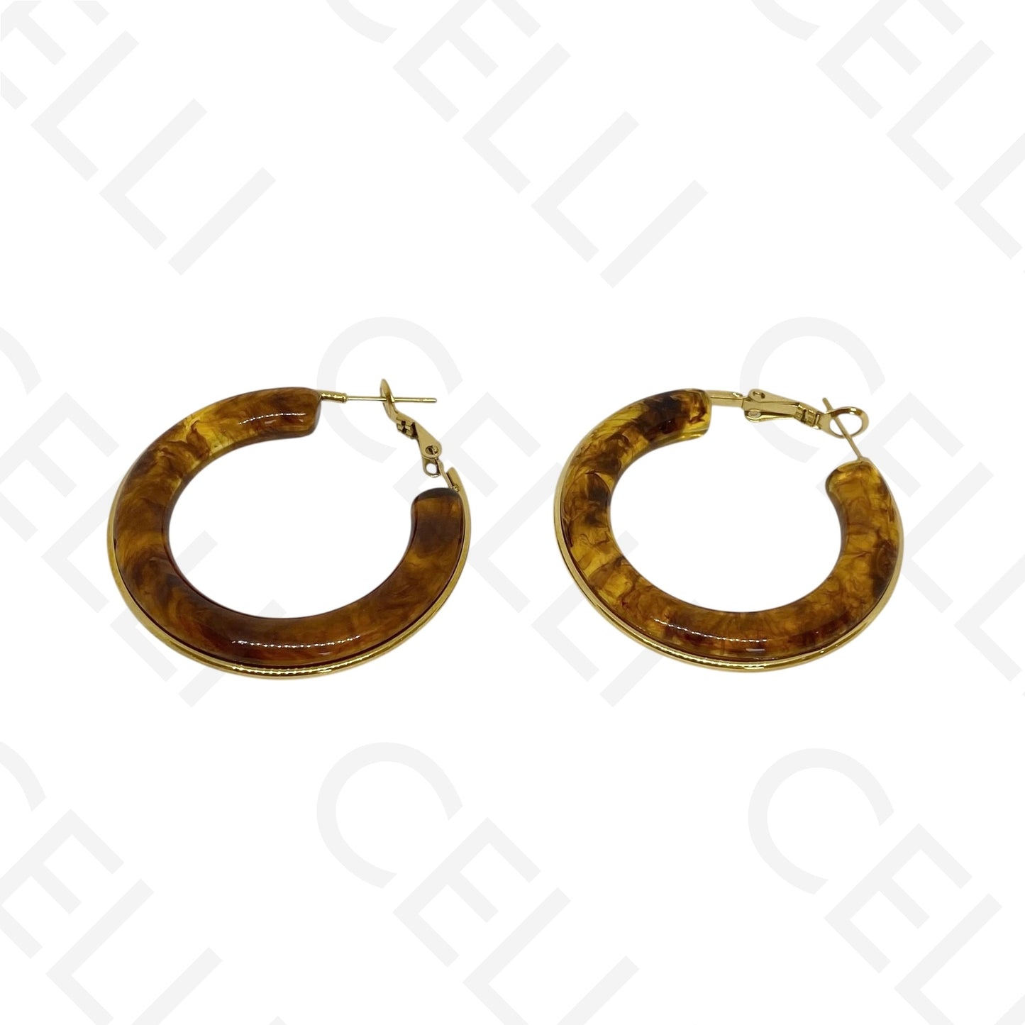 Brinco de aço - argola com resina