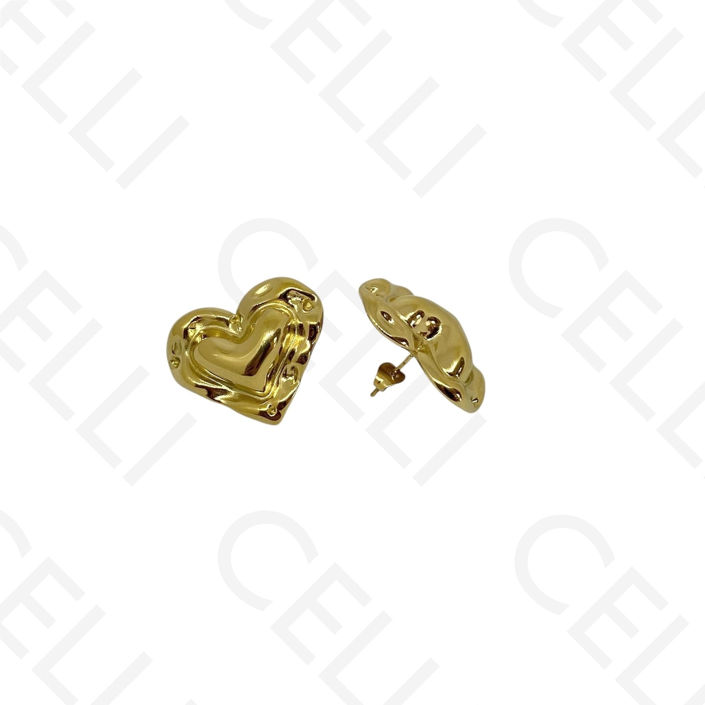 Brinco de aço - coração amassado