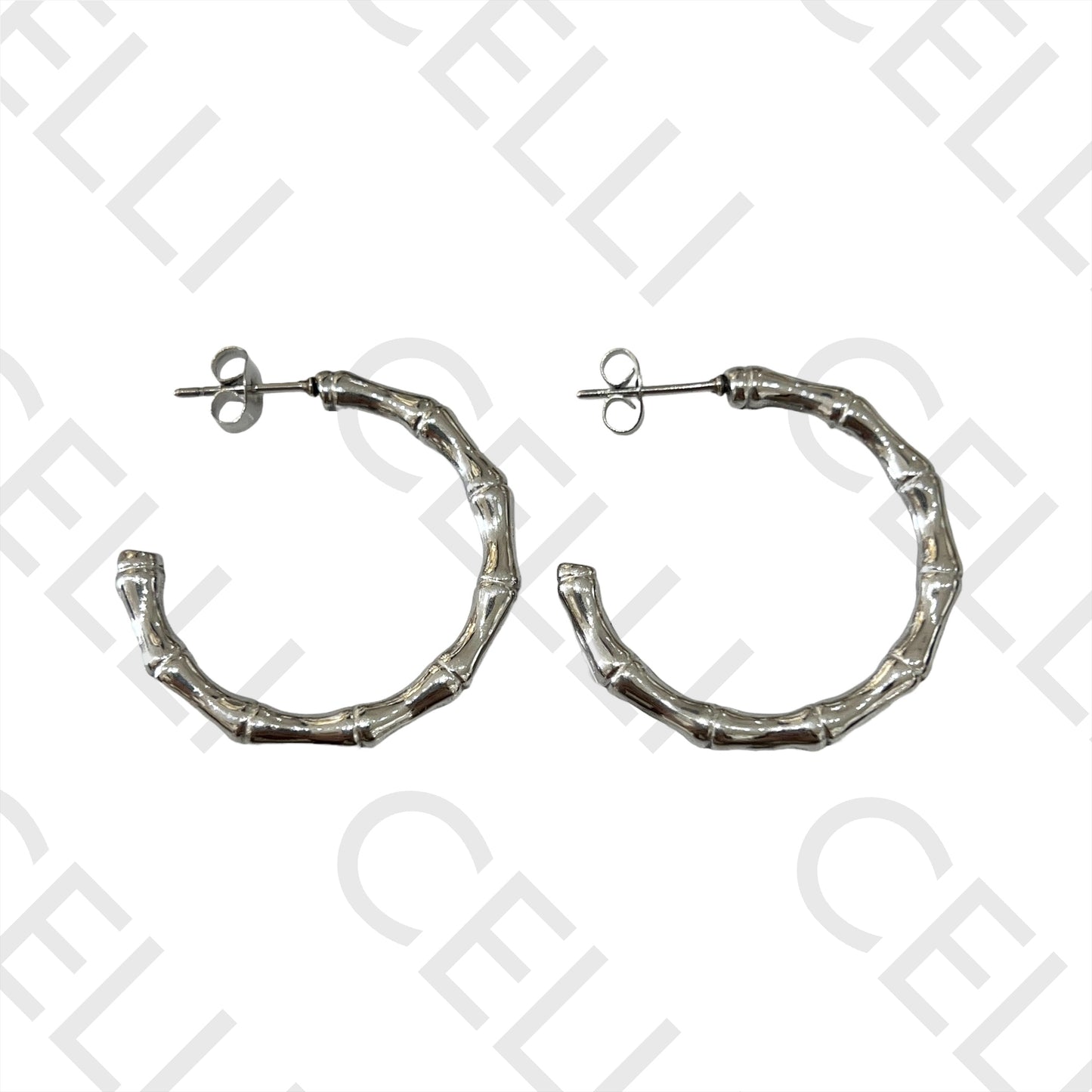 Steel Hoop Earrings - bamboo