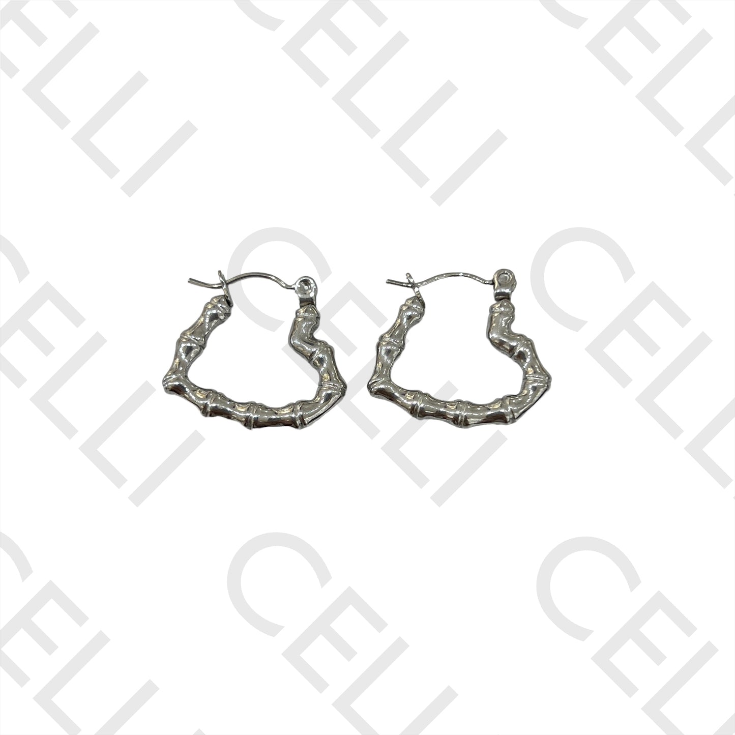 Brincos Argola de Aço - bambu coração