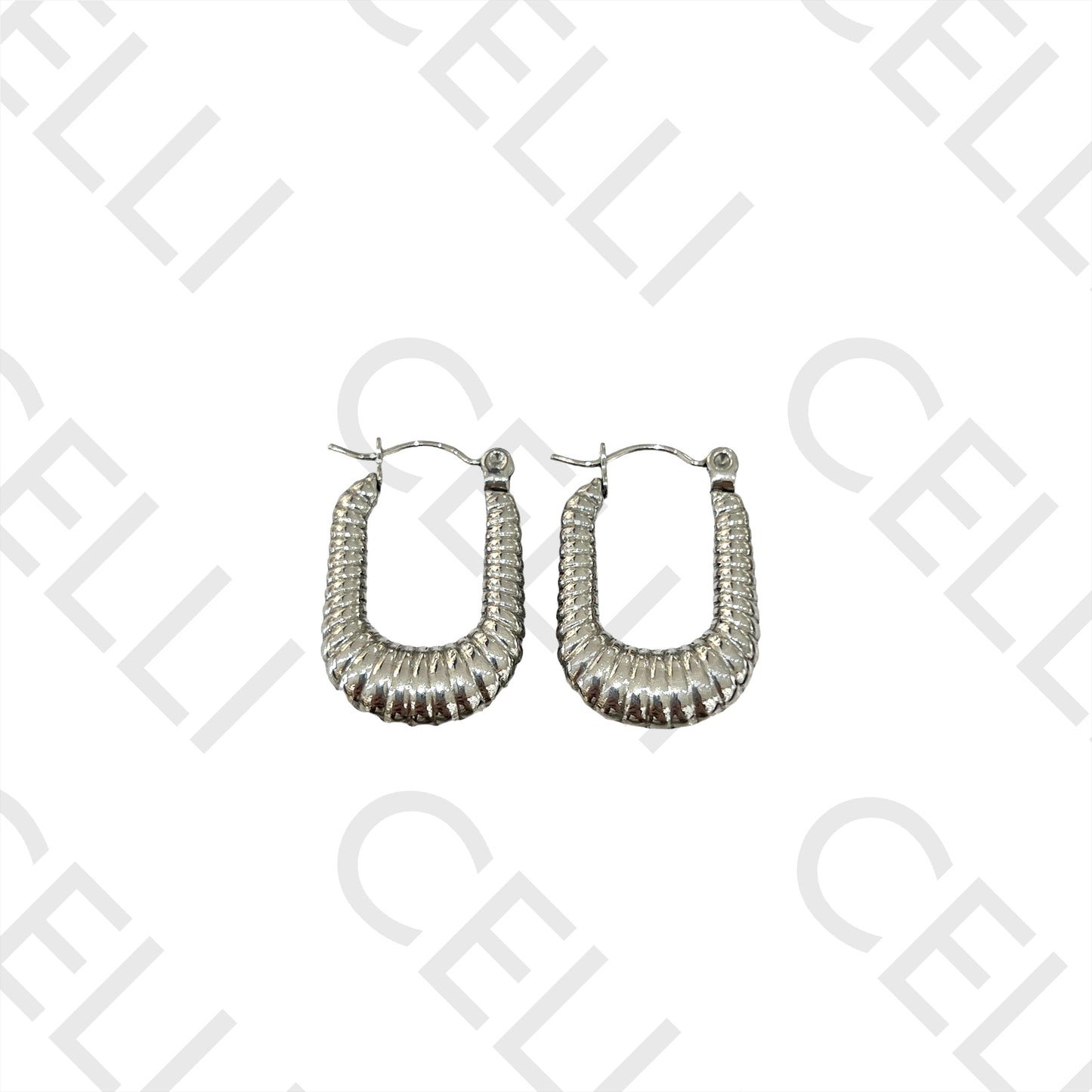 Brincos Argola de Aço - oval retangular detalhado