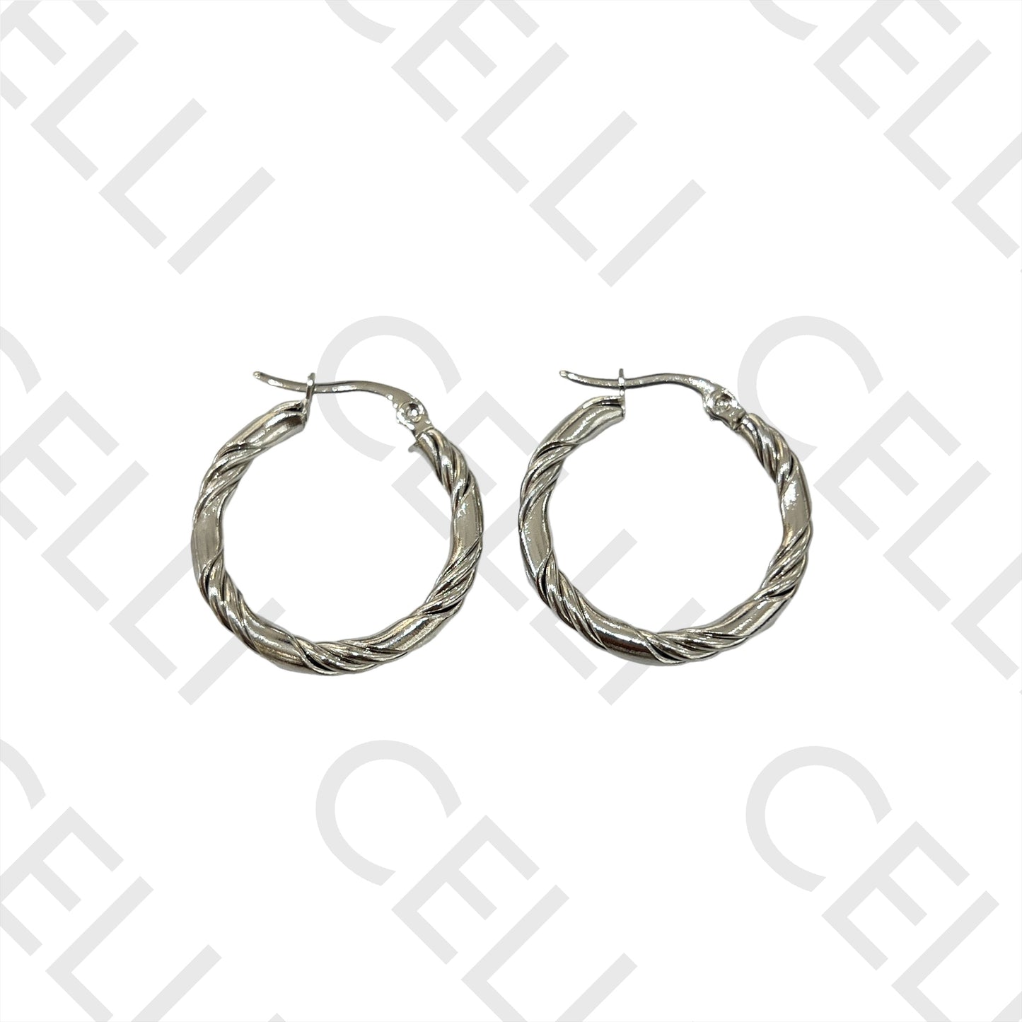 Twisted Detailed Steel Hoop Earrings