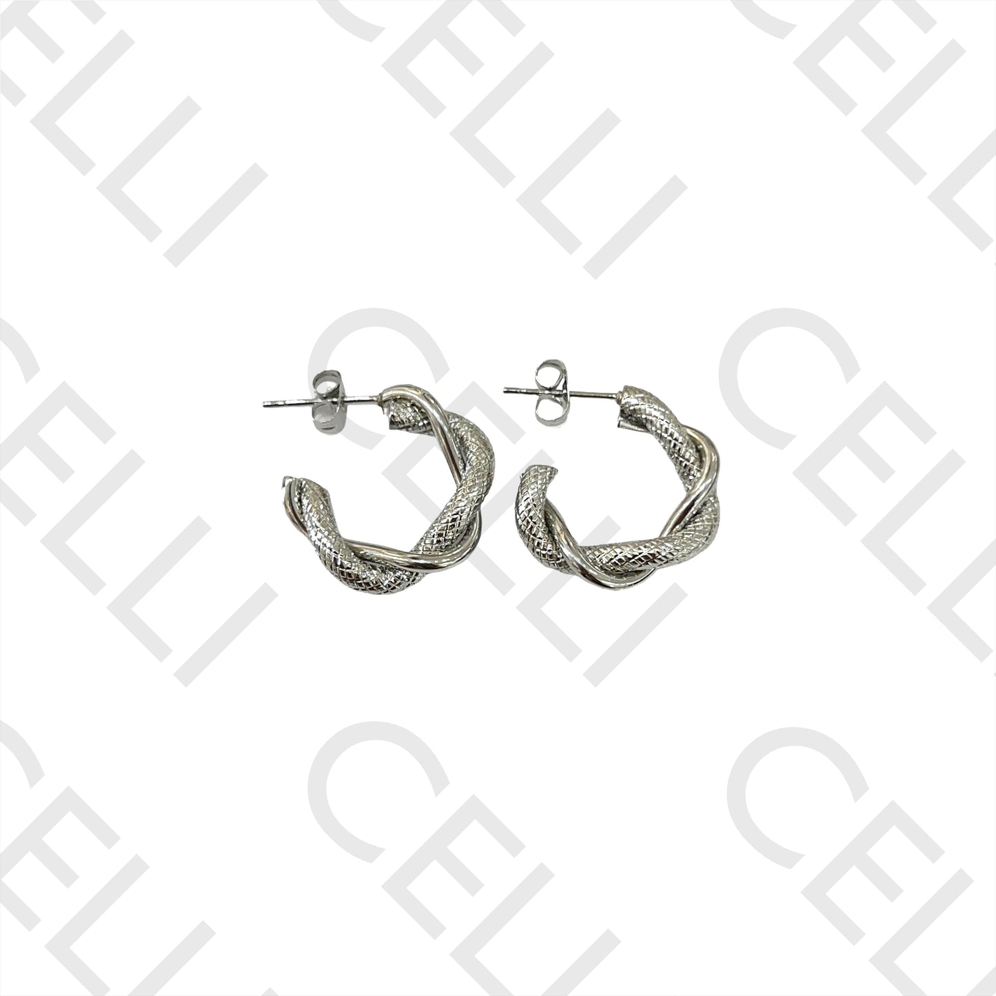 Twisted Detailed Steel Hoop Earrings