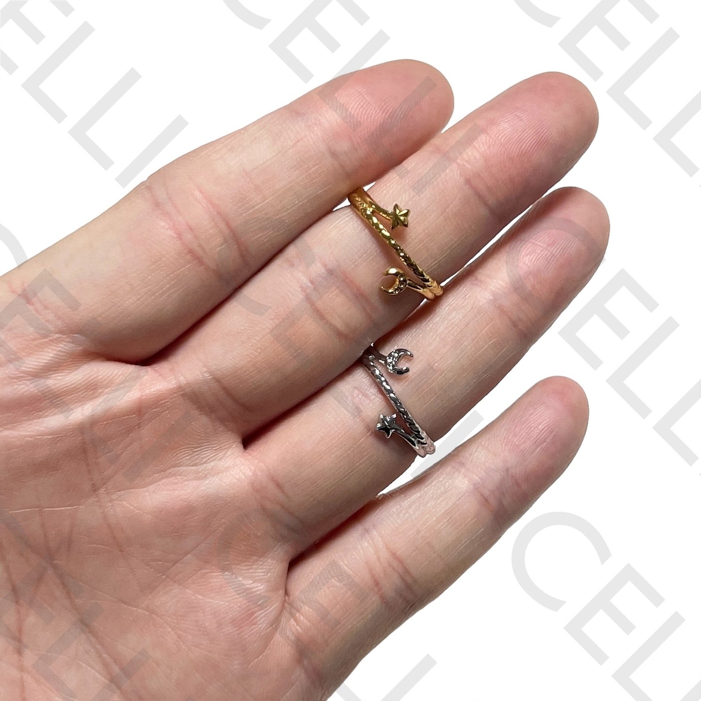 Steel Ring - Moon and Star