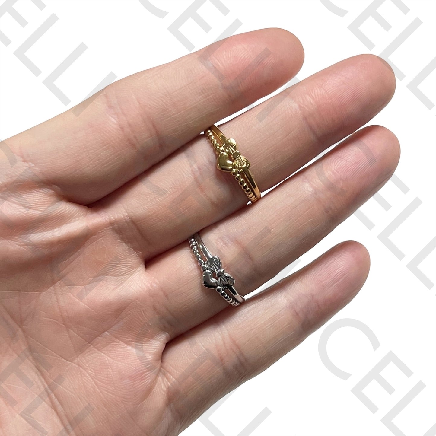 Steel Ring - loop and heart