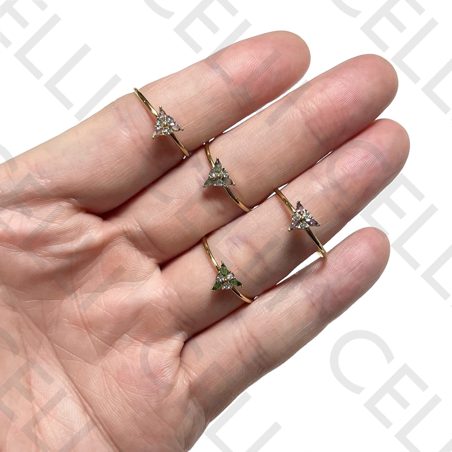 Anel de Aço - brilhante colorido triângulo