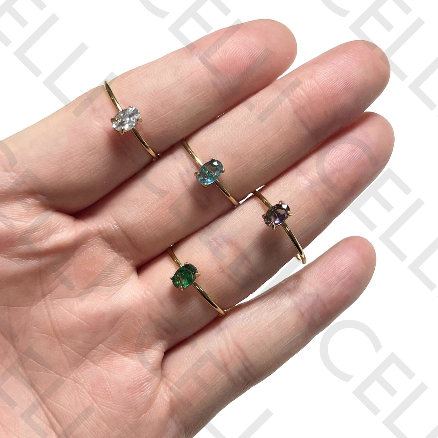 Anel de Aço - brilhante colorido oval